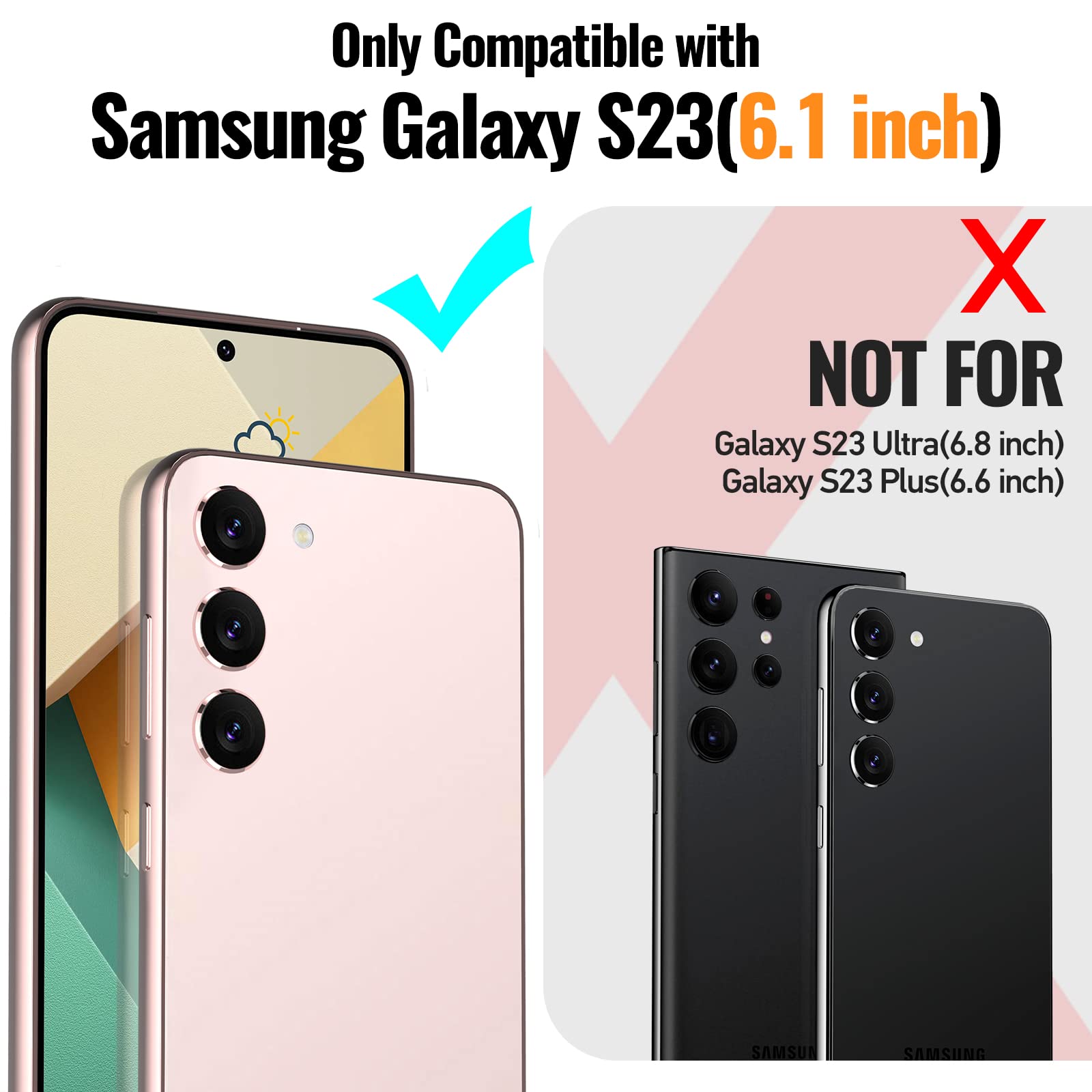 Oterkin For Samsung Galaxy S23 Case,[Anti-Yellowing Technology] With [2Pcs Tempered Glass Screen Protector][Built-In 4 Airbags][