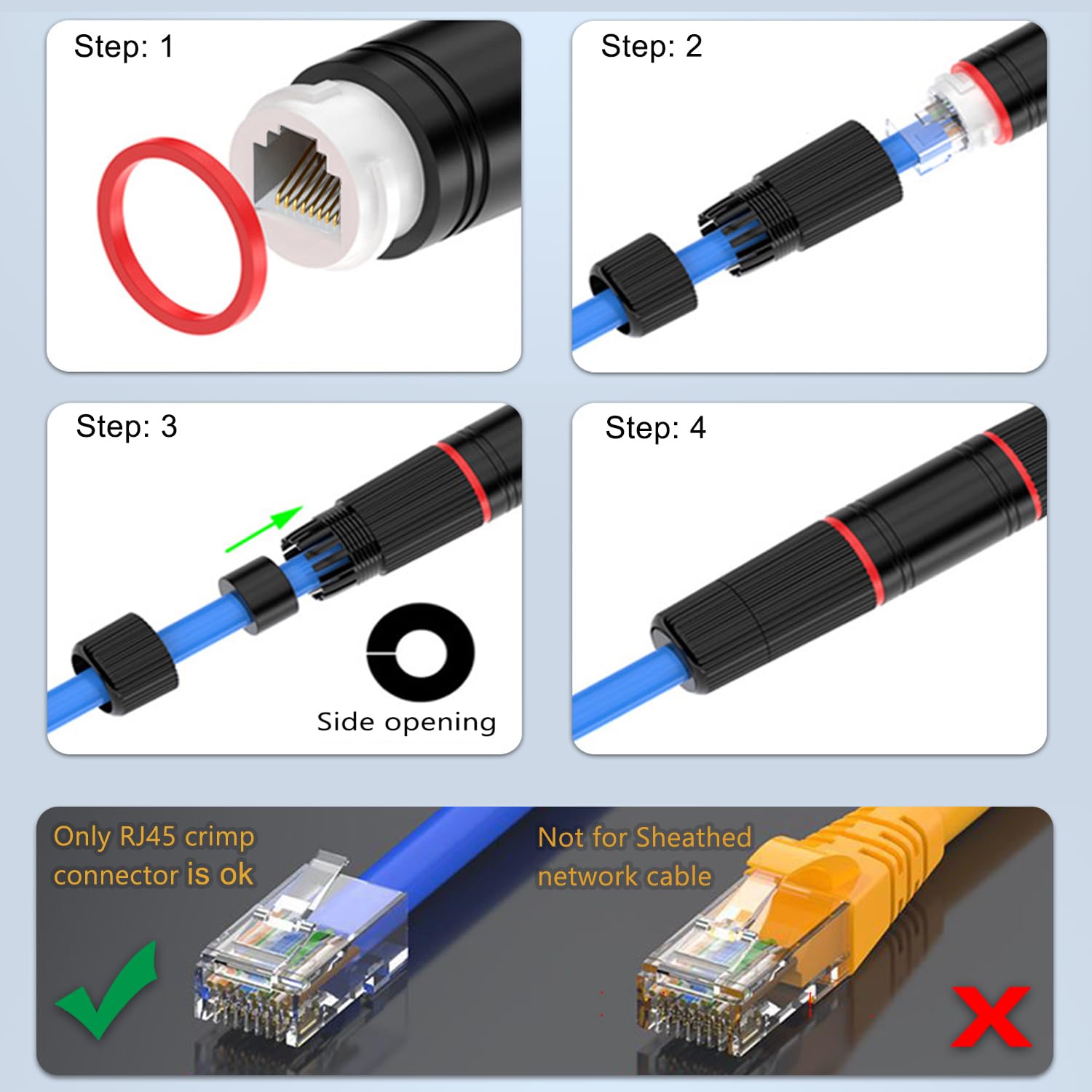 Tiedxioy (2 Pack Waterproof Ethernet Rj45 Coupler Poe, Rj45 Connector Female To Female For Outdoor Network Cable Extension, Ip67