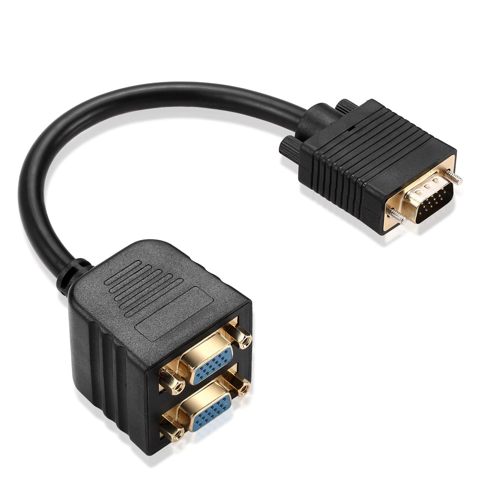 Mxtechnic Vga Splitter Cable 1 Male To 2 Female Adapter Monitor Y Splitter Cable 25Cm Black Can'T Connect Two At The Same Time (