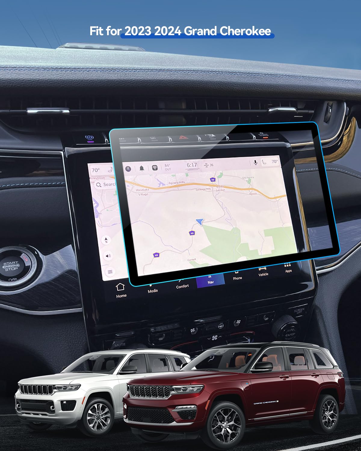 Lantu Car Screen Protector For 2023 2024 Grand Cherokee L 4Xe, Limited, Overland Accessories Navigation Touchscreen Protector Fi