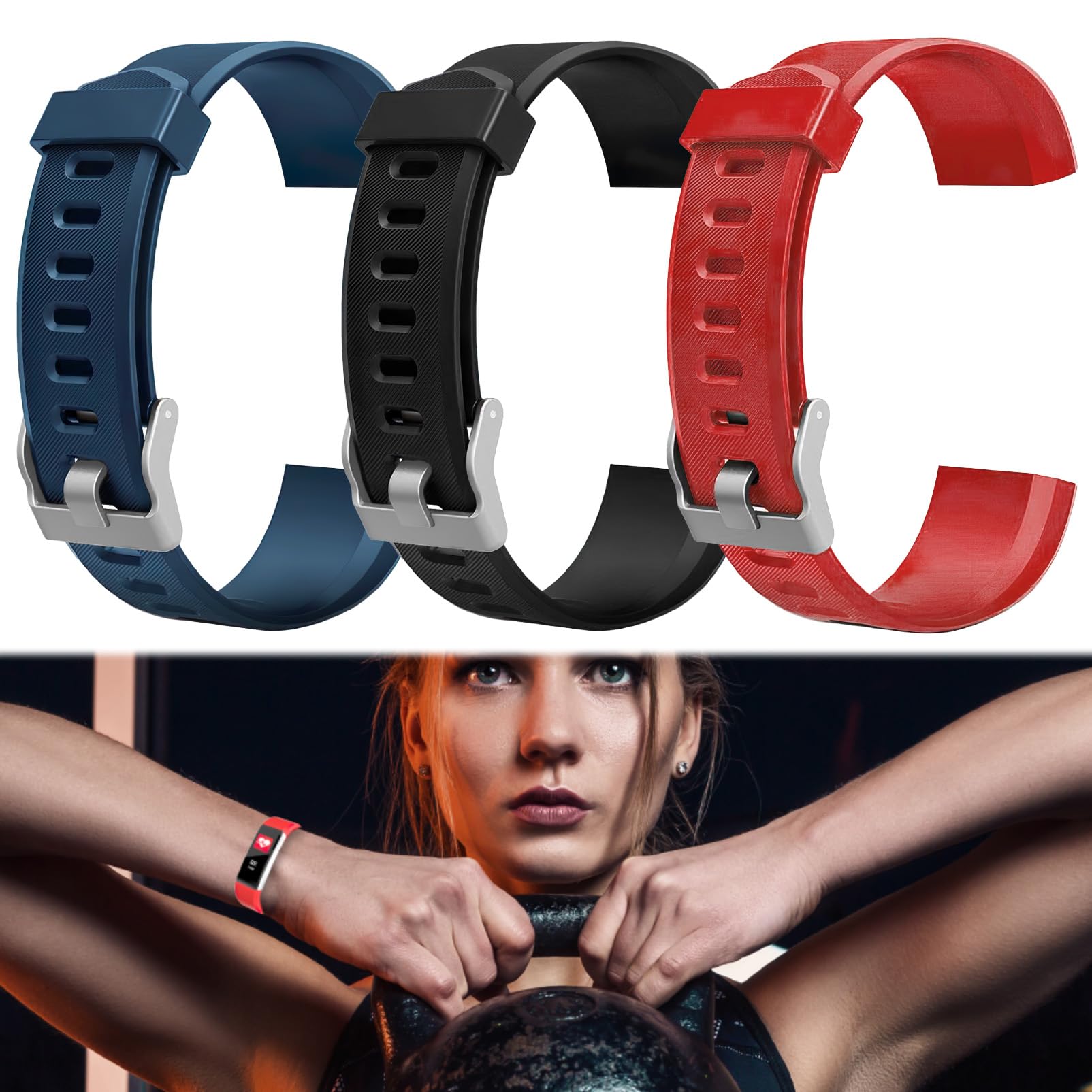 Hoeslaw Watch Bands Replacement For Id115Plus Hr, Very Fit Pro Activity Fitness Tracker Wrist Bands Set, Multicolor Veryfitpro S