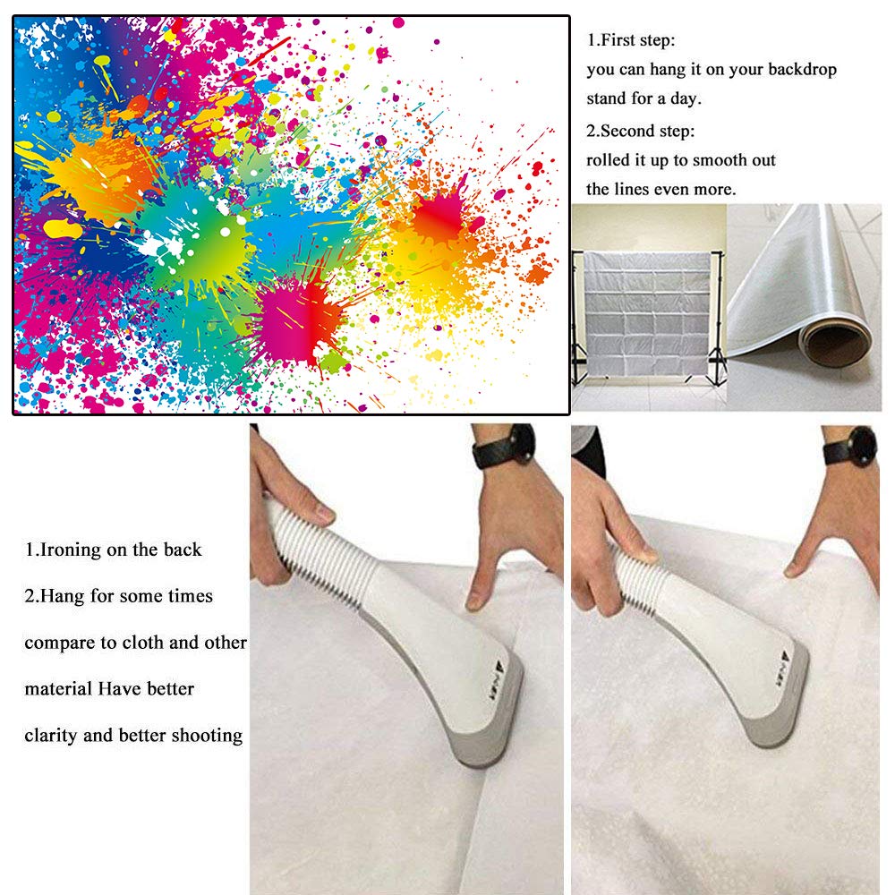 Mtmety 5X7Ft Colorful Splatter Background Abstract Background Paint Splash Backdrop Video Studio Photograph Photo Booth Props Ba