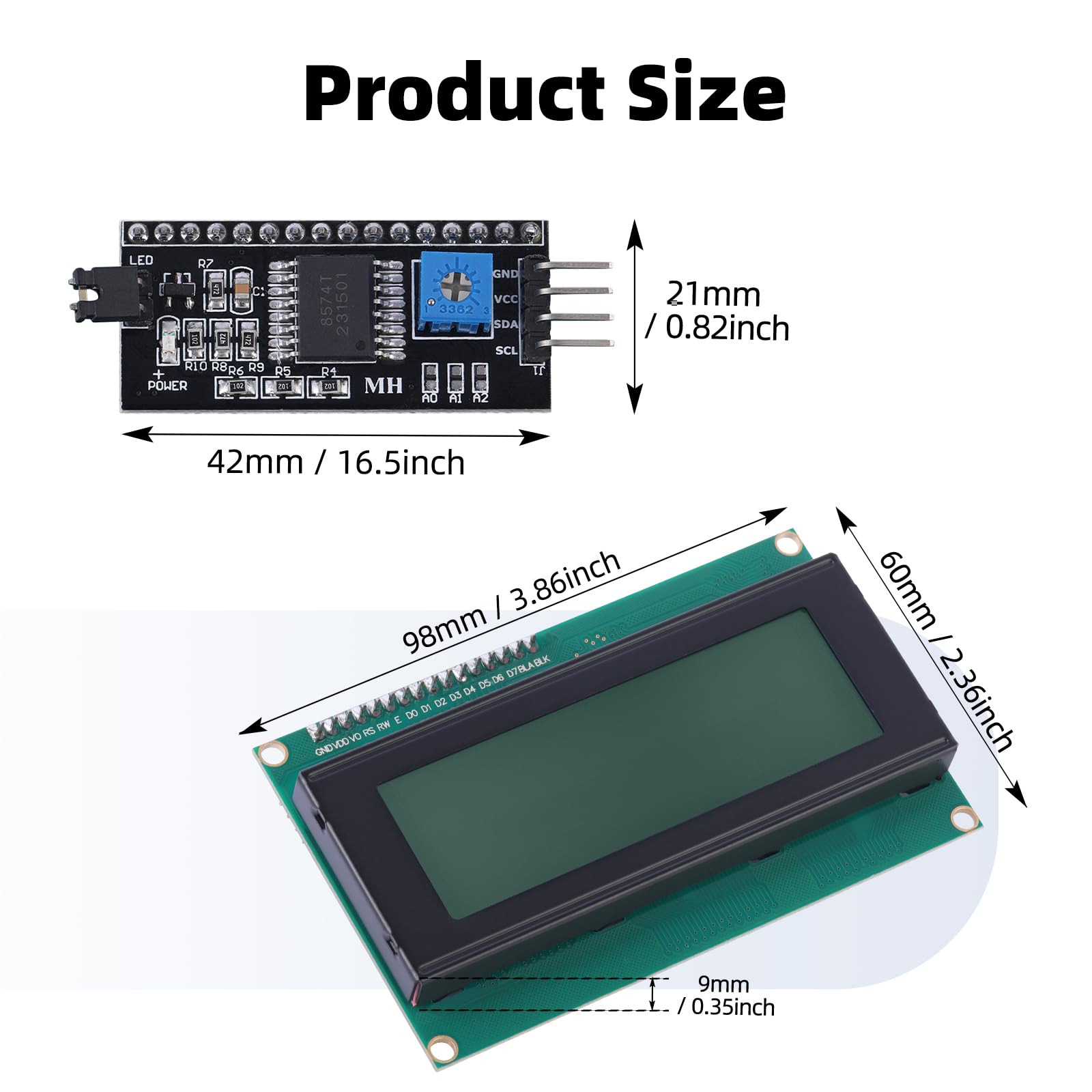 2004 Lcd Display Module With Iic I2C Serial Interface Adapter Lcm Gray Backlight Screen St7066U Controller 20X4 Lcd For Arduino,