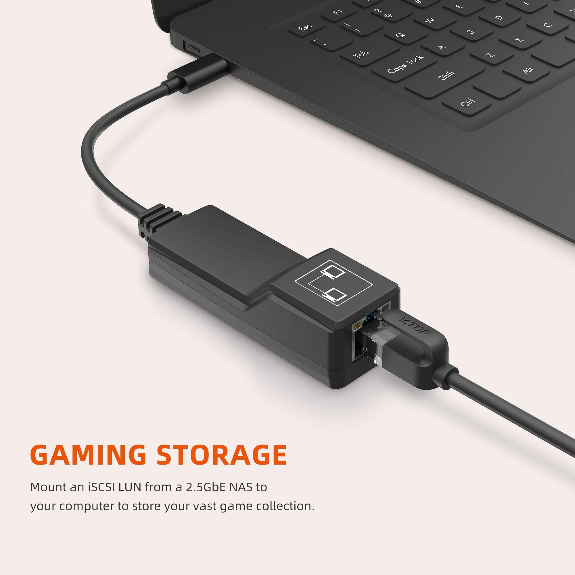 dynattenik USB 3.0 Type-C 2.5 Gbps NBASE-T Ethernet Adapter Black