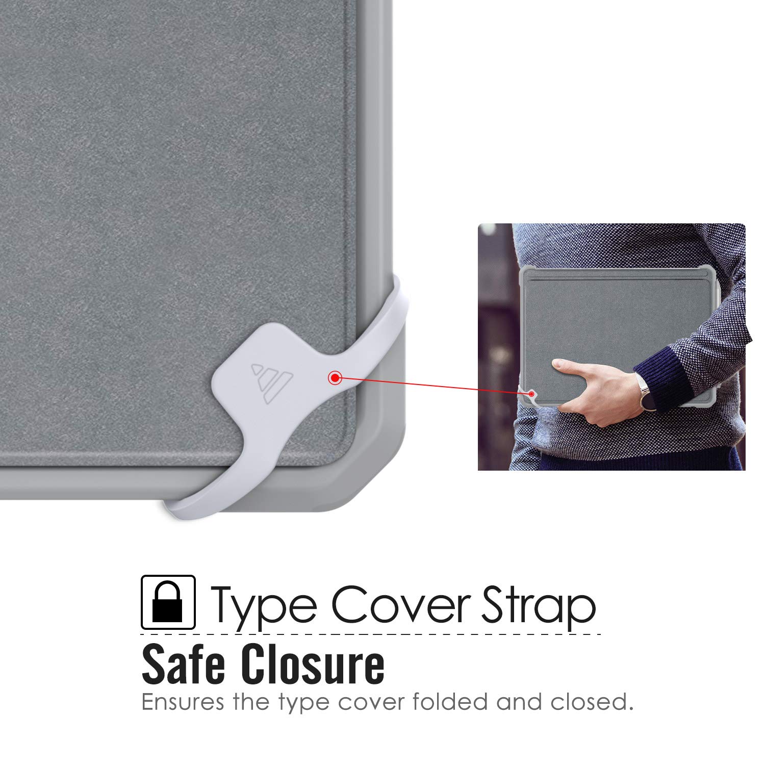 MoKo Case Fit Microsoft Surface Go 4 /Surface Go 3 / Surface Go 2 / Surface Go Case, All in One Protective Cover Case with Pen Holder Hand Strap, Compatible with Type Cover Keyboard, Sliver Gray