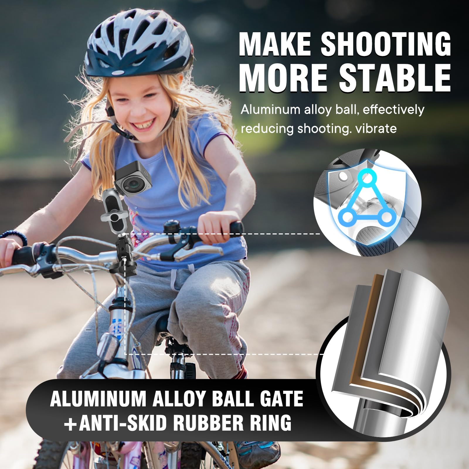 Kalofaye Aluminum Alloy Camera Mounts Clamp Mount Bicycle Handlebar Adapter Mount With Dual 360Rotatable Ball Head With Adapter