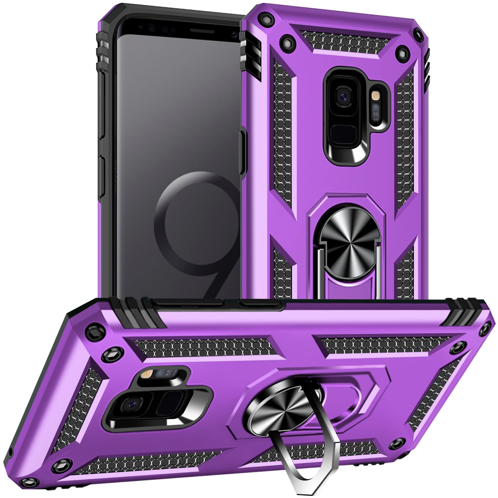 Samsung Galaxy S9 Case, Samsung S9 Case, Military Grade Protective Cases with Ring for Samsung Galaxy S9 (Purple)
