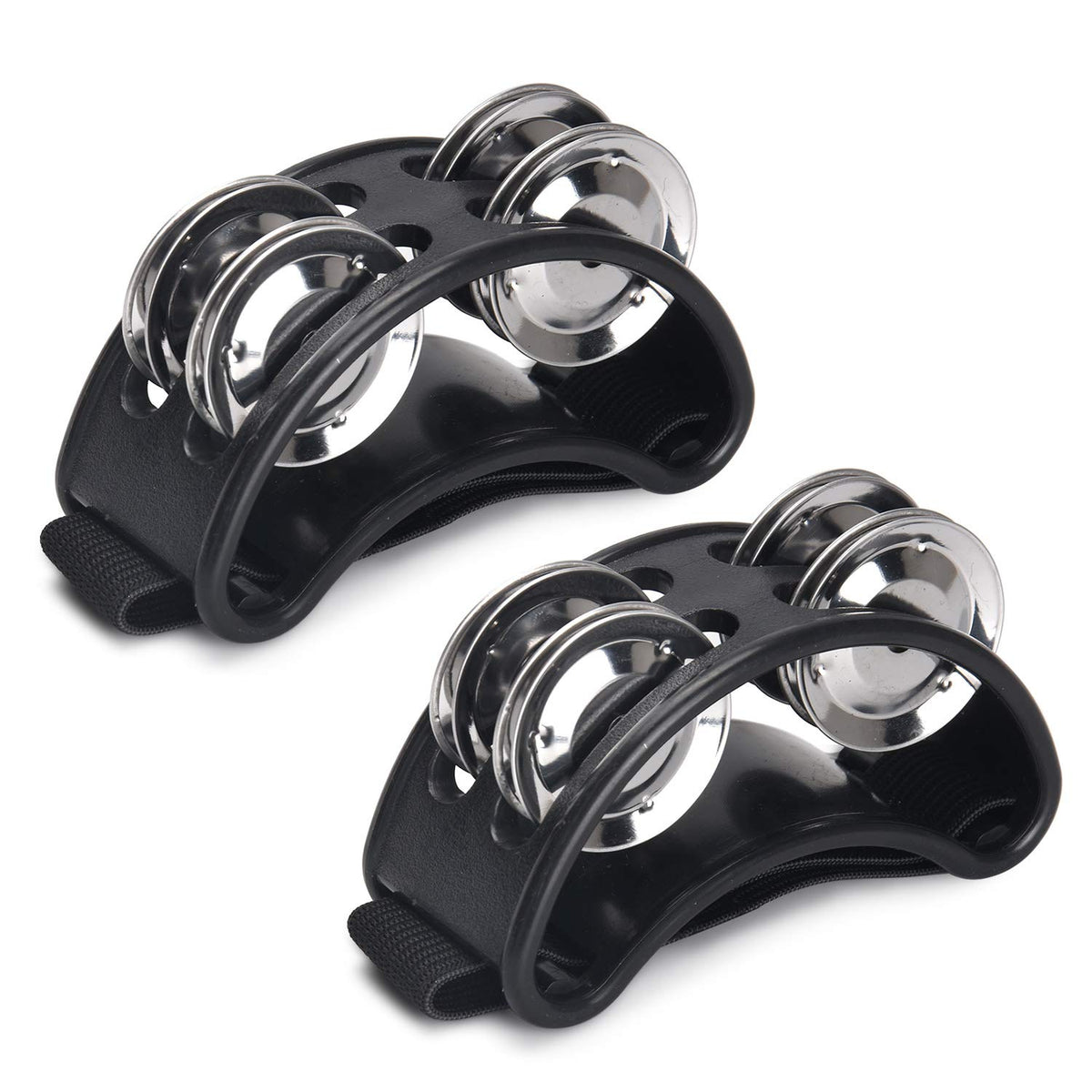 Facmogu 2Pcs Foot Tambourine Percussion, Musical Instrument Percussion Pedal With Steel Jingle Bells For Drum & Guitar Playing,