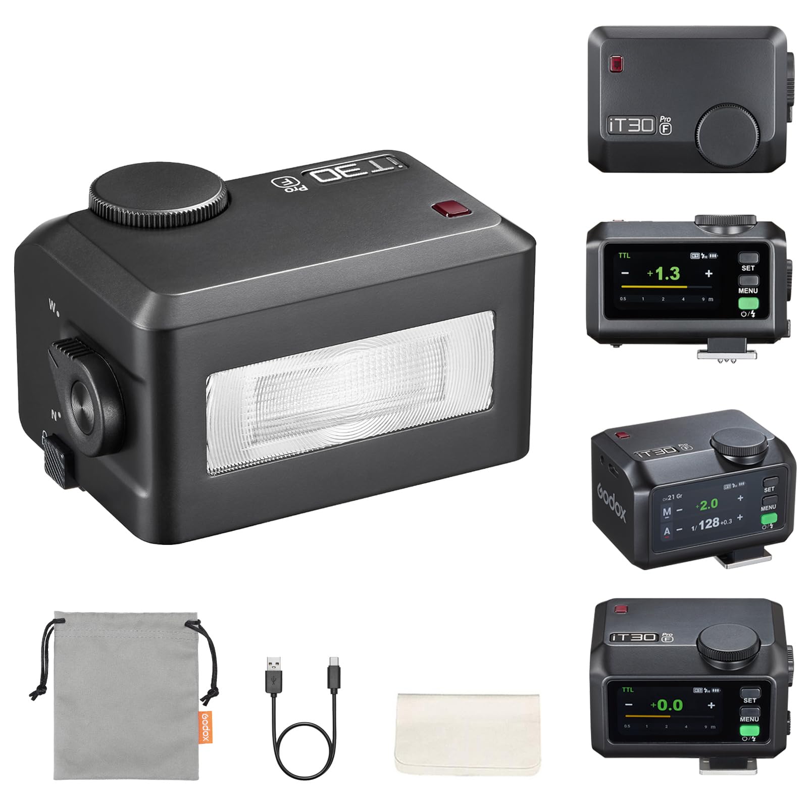 Godox iT30Pro-F iT30 Pro Flash for Fujifilm, iT30Pro F Touchscreen Speedlite, Built-in Battery, 560 Full Power Flashes, 2.4G Wir
