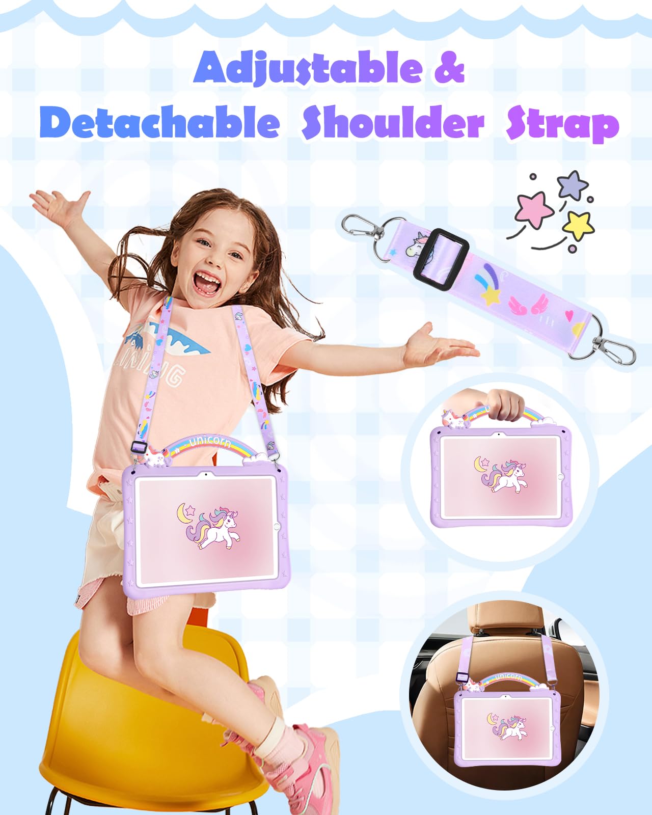 Wazzasoft For Samsung Galaxy Tab A9 Plus Case 11''   Girls Cute Girly Cartoon Kawaii Pretty Purple Unique Design Silicone Cover