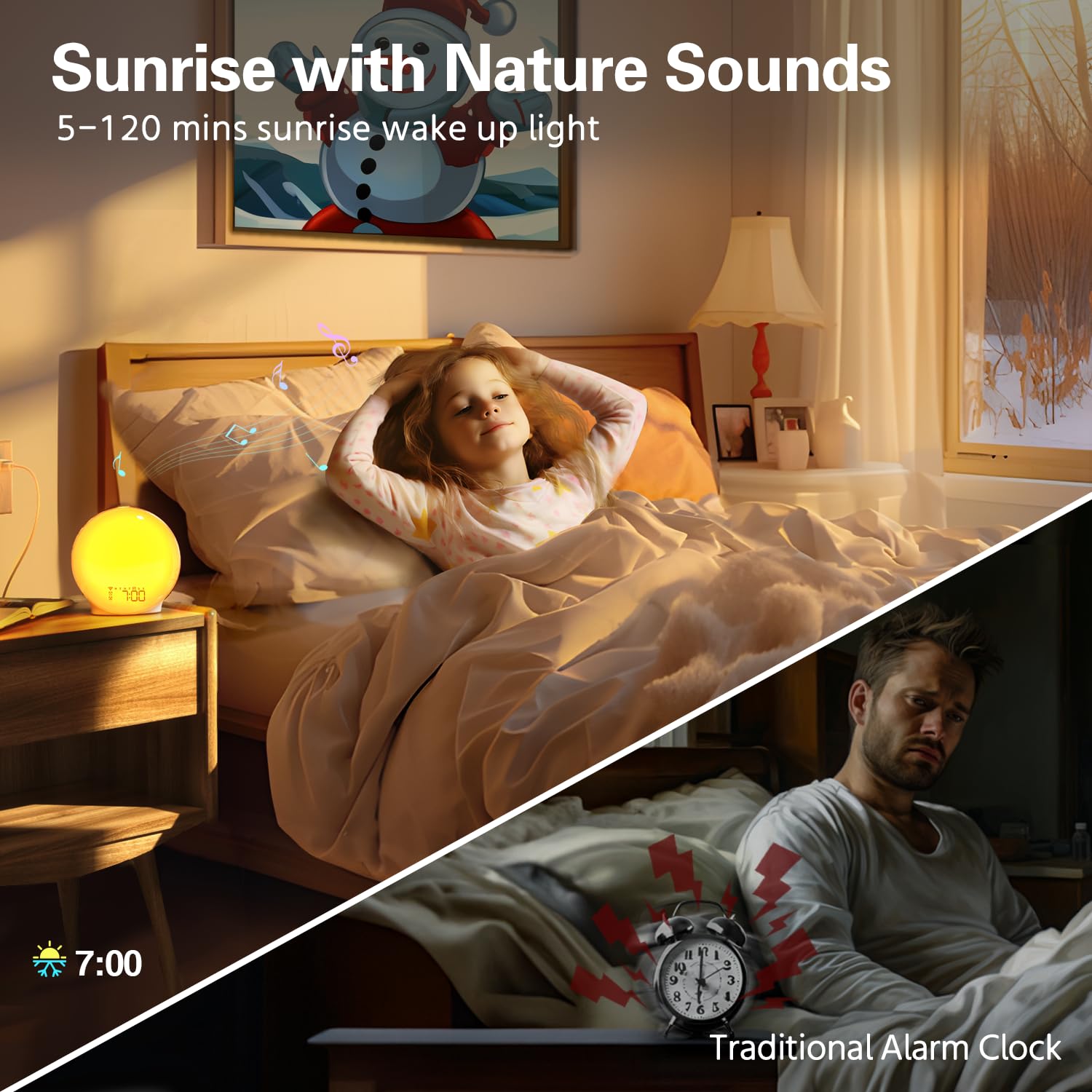 Momilla Sunrise Alarm Clock, Smart Wake Up Light Compatible With Alexa, Dual Alarms With Fm Radio, Snooze Function For Heavy Sle