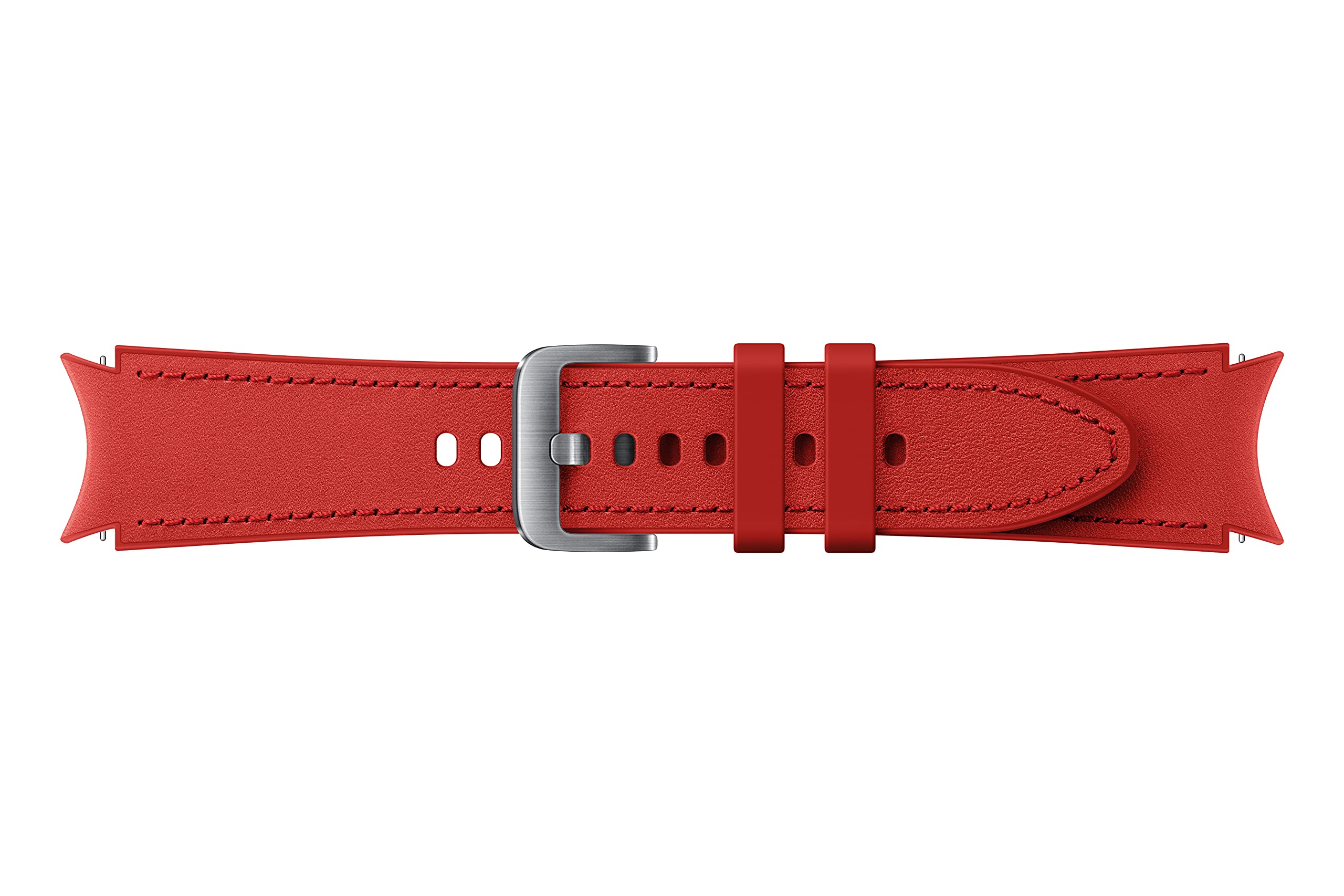 Samsung Hybrid Leather Silicone Watch Band Strap Small/Medium, For Galaxy Watch 4 And Galaxy Watch 4 Classic (Us Version),Red