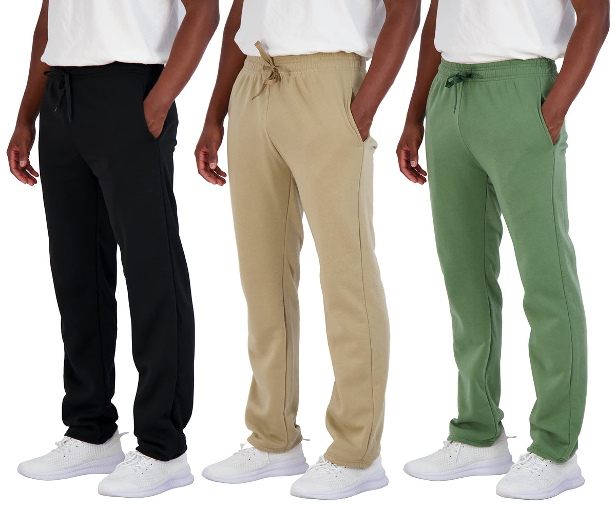 3 Pack Mens Open Bottom Mens Sweatpant Men Tech Fleece Active Sports Sweat Sweats Athletic Training Pant Track Gym Running Casua