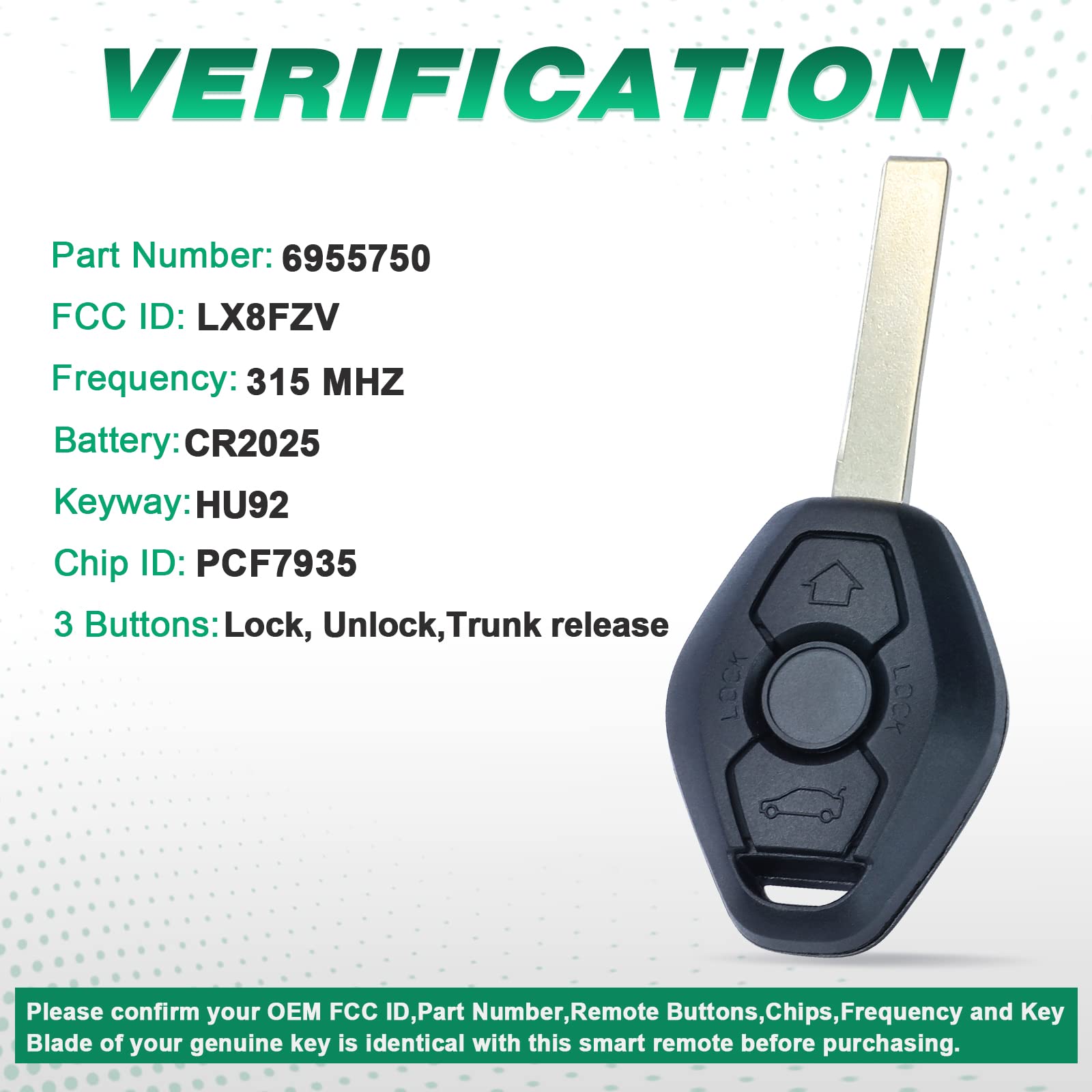 Beefunny 315/433Mhz Adjustable Id44 Chip Ews System Remote Car Key Fob 3 Button For Bmw 325 330 318 525 530 540 E38 E39 E46 M5 X