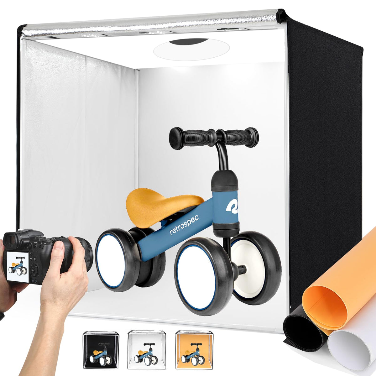 Zkeezm Photo Studio Light Box Photography 32''X32'' With 210 Leds And 3 Colors Backdrops For Product Photography, Foldable Pictu