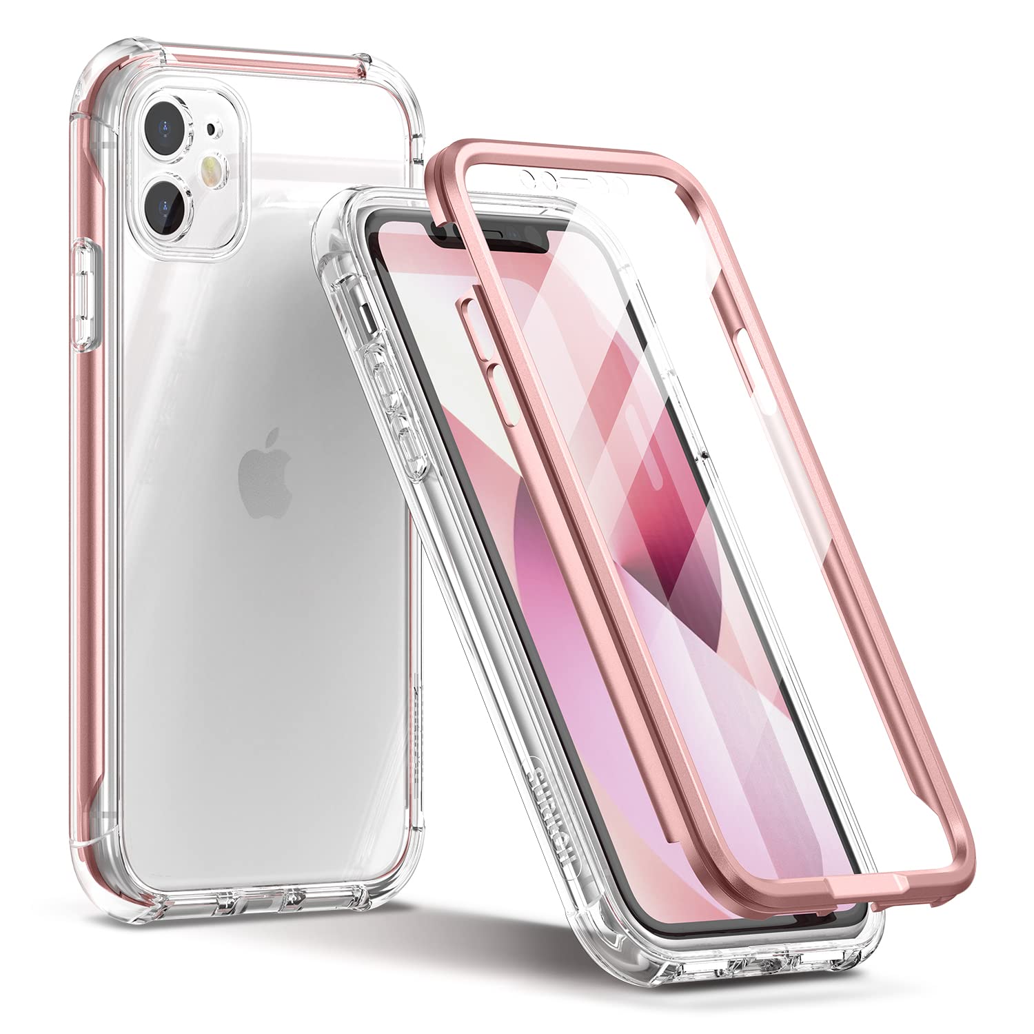 Suritch Clear Case For Iphone 11 (Only) 6.1 Inch, [Built In Screen Protector] Full Body Protective Shockproof Rugged Bumper Phon