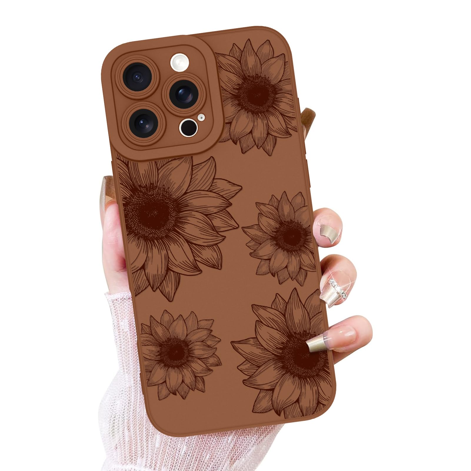 Ook Floral Case For Iphone 16 Pro Max Case, Cute Sunflower Floral Blooms Design Soft Tpu Shockproof Protective For Women Girls S