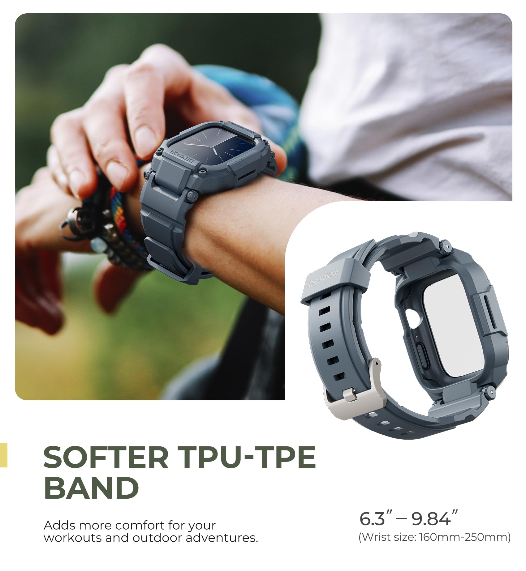 Dexnor For Apple Watch Series 9/8/7 [45Mm] Band With Case, Series Se2/Se/6/5/4 [44Mm] Band, [Built-In 2 Sets Tempered Glass Scre