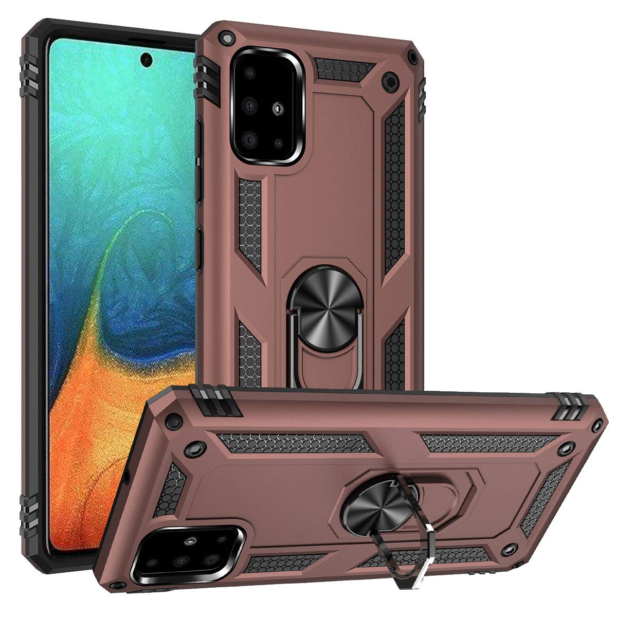 A71 5G Case,Addit Samsung Galaxy A71 5G Case [ Military Grade ] 15Ft. Drop Tested Protective Case With Magnetic Car Mount Ring H
