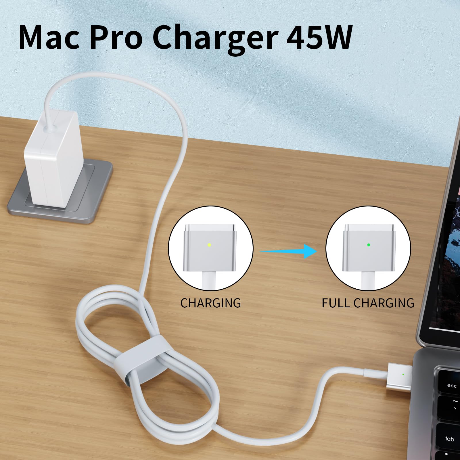 Mac Book Air Charger,Replacement For Mac Air Ac 45W Power T Tip Shape Connector, For Mac Book Air 11 Inch And 13 Inch(Between 20