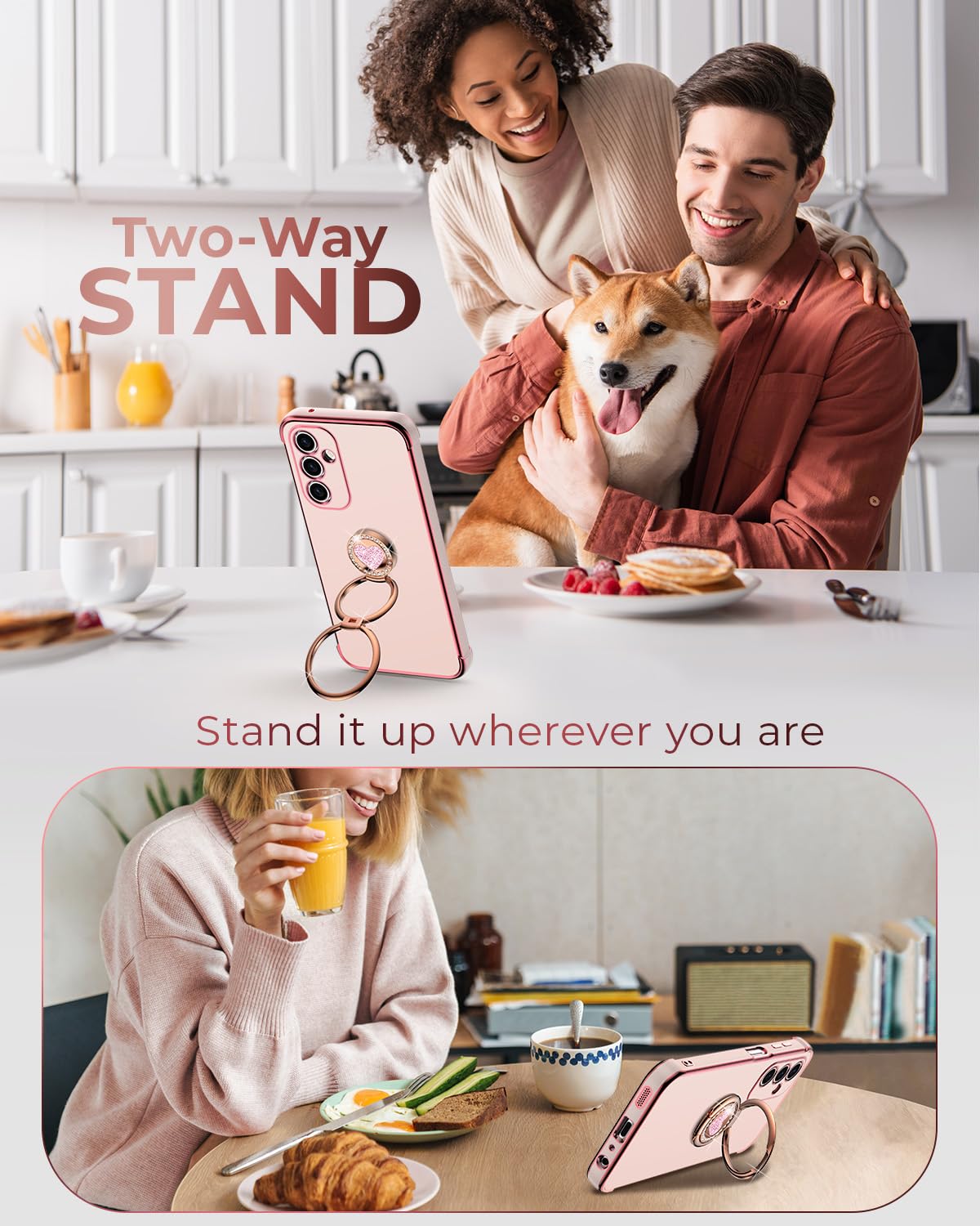 Xyz For Galaxy A15 5G Case With Stand, For Samsung Galaxy A15 5G Case With Double Ring, Women Girls Bling Luxury Protective Phon