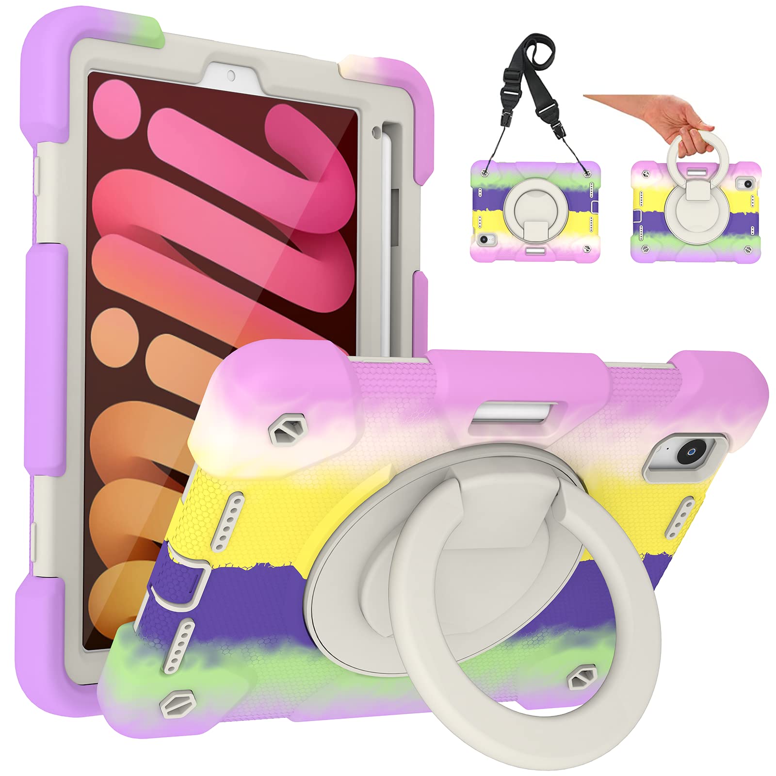 Andnary Ipad Mini 6 Case 8.3 Inch 2021 Ipad Mini 6Th Generation Case,3 Layer Heavy Duty Protection Case Built In Pencil Holder 3