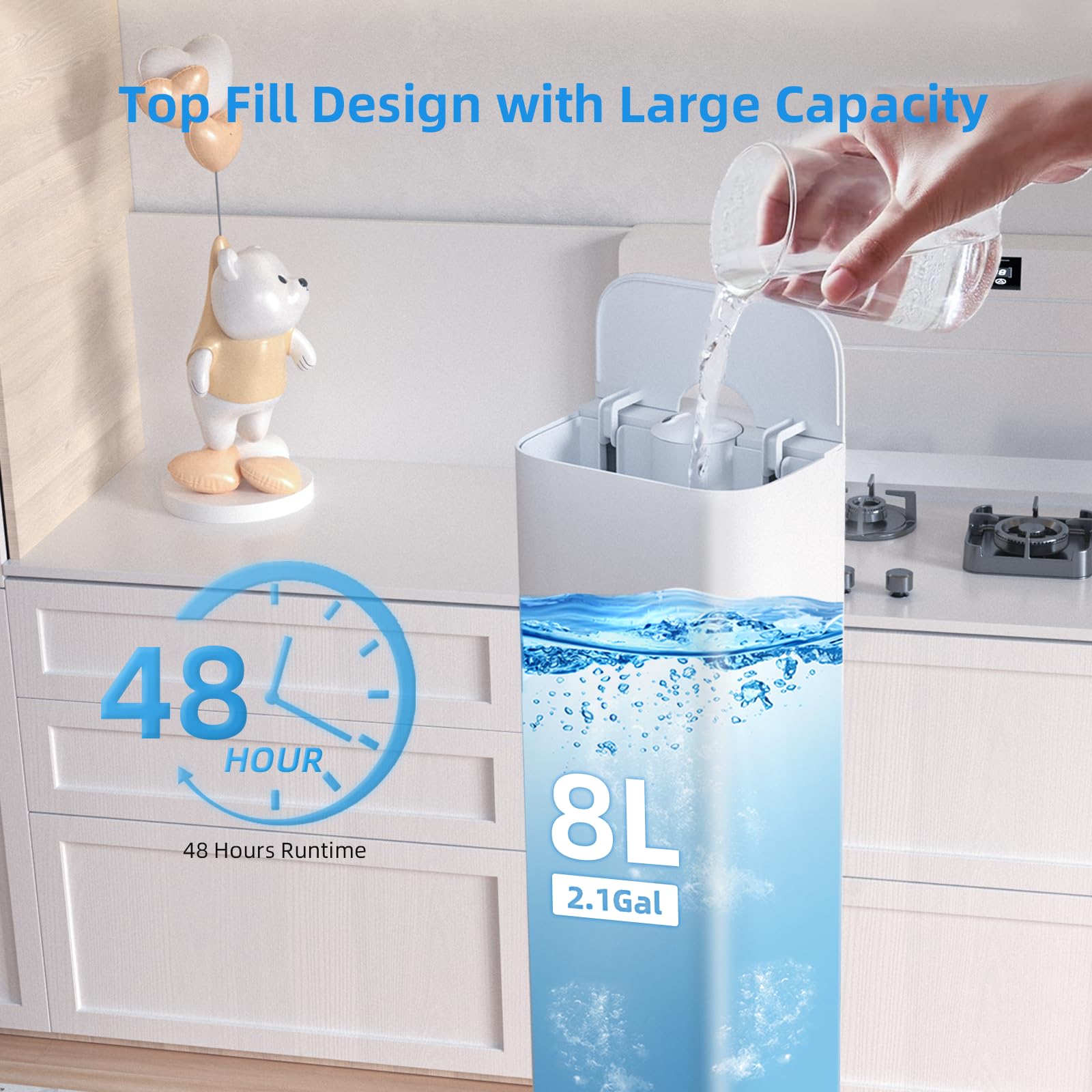 2.11Gal Ultrasonic Cool Mist Humidifier With Timer And Humidistat For Large Rooms   Home, Bedroom, Baby, Adults, Plants