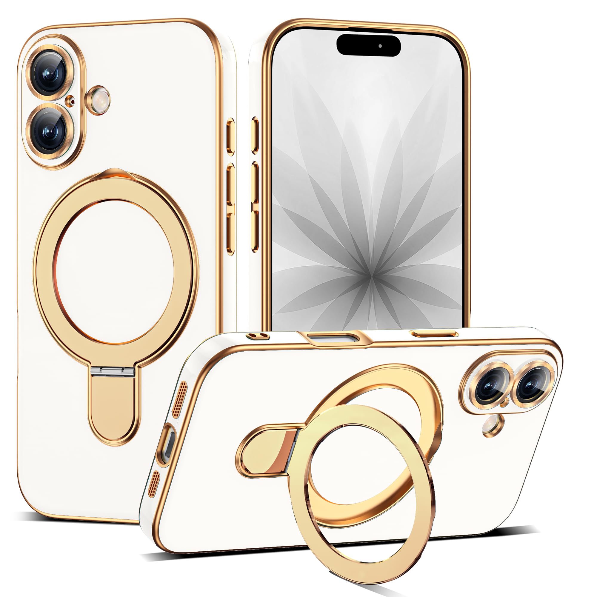 ETPESOK Compatible with iPhone 17 Case with Magnetic Ring Stand [Compatible with Mag-Safe] [Full Camera Lens Protector] Soft Pla