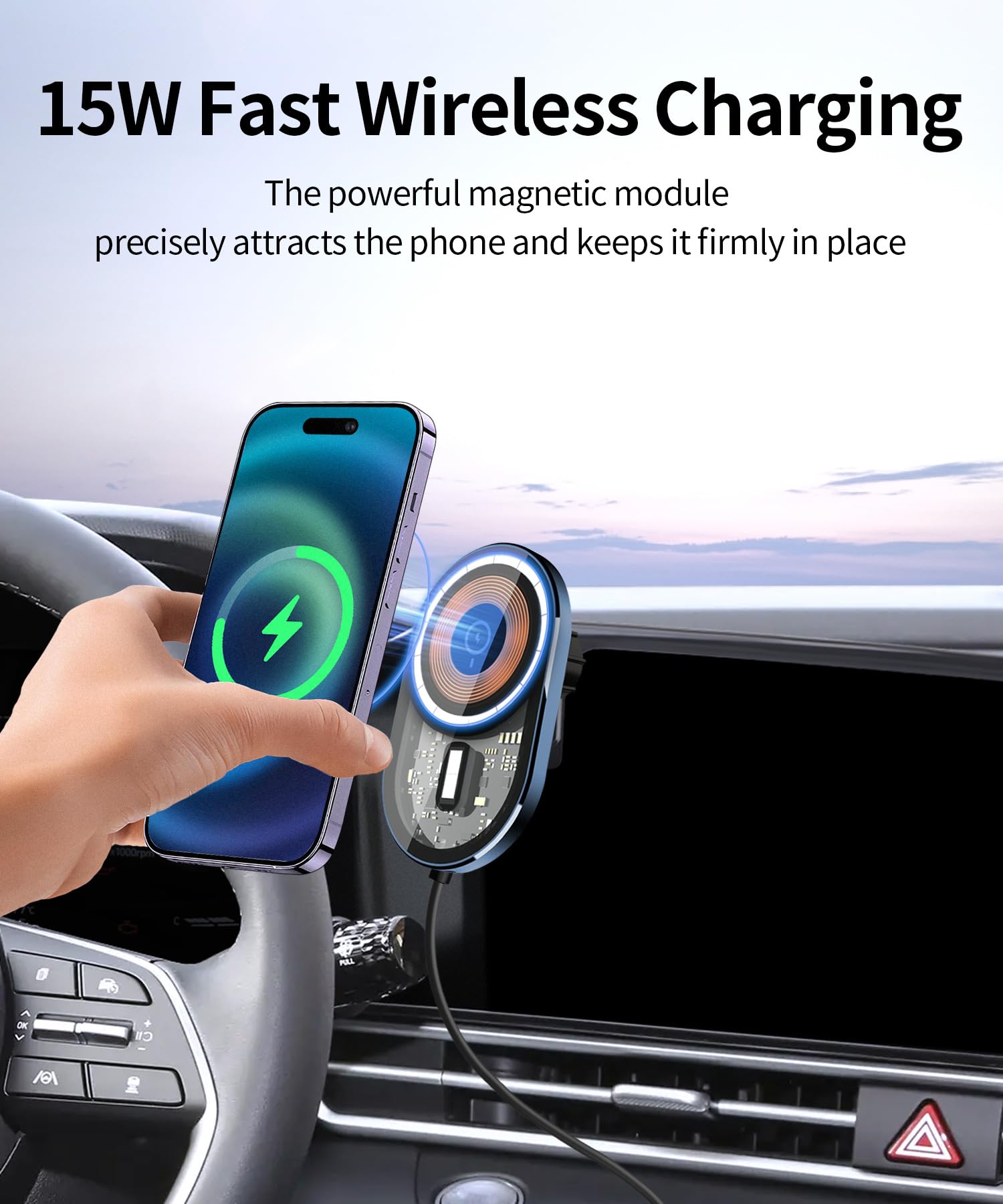 Masergogo Wireless Charging Car Phone Holder For Hyundai Elantra/Hybrid 2021-2025/Elantra N 2023-2025 Accessories 8/10.25 Inch S