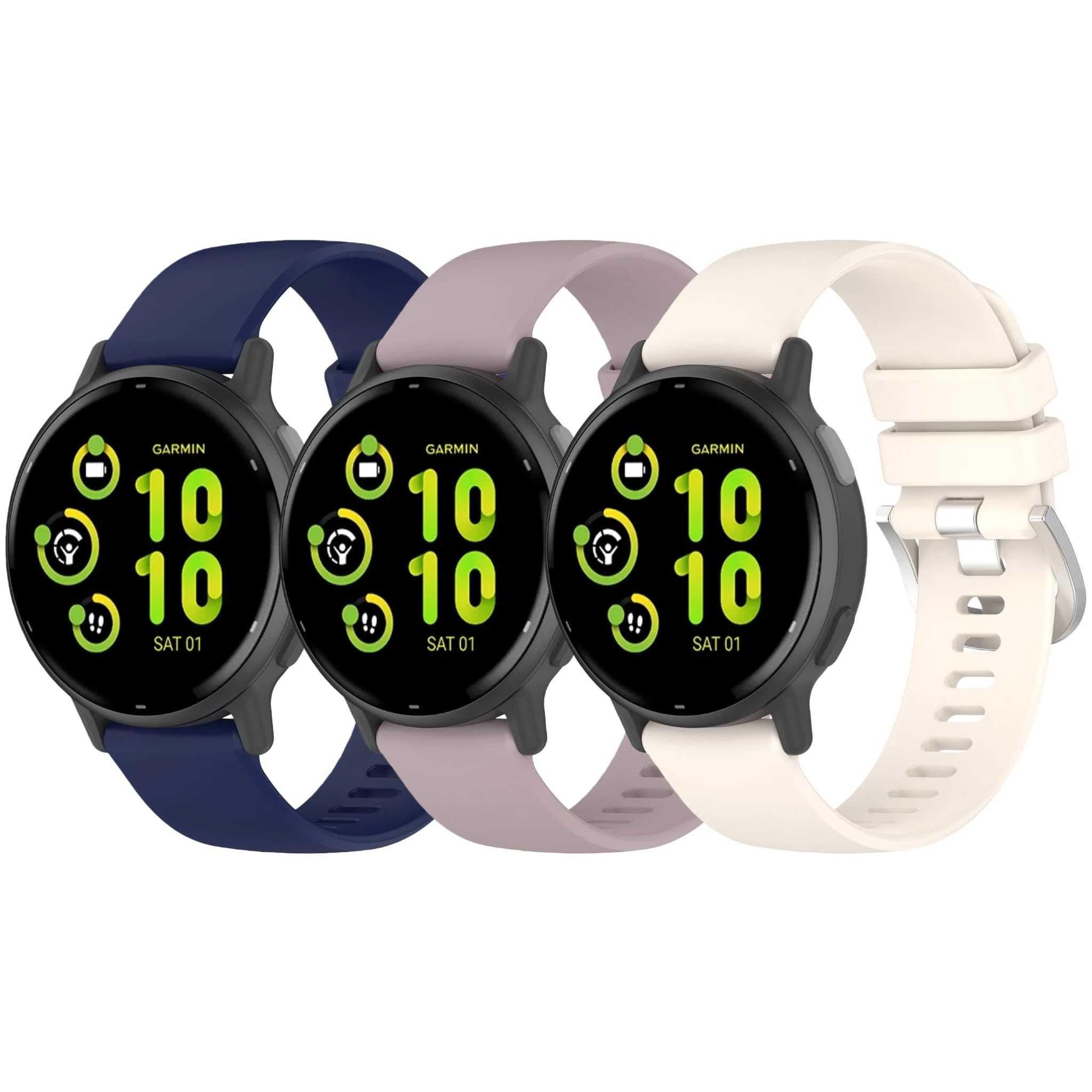 3 Pack Silicone Watch Bands for Garmin Vivoactive 5/Vivoactive 6 Watch Band, Quick Release & Soft Skin-friendly Sport Strap (Blu