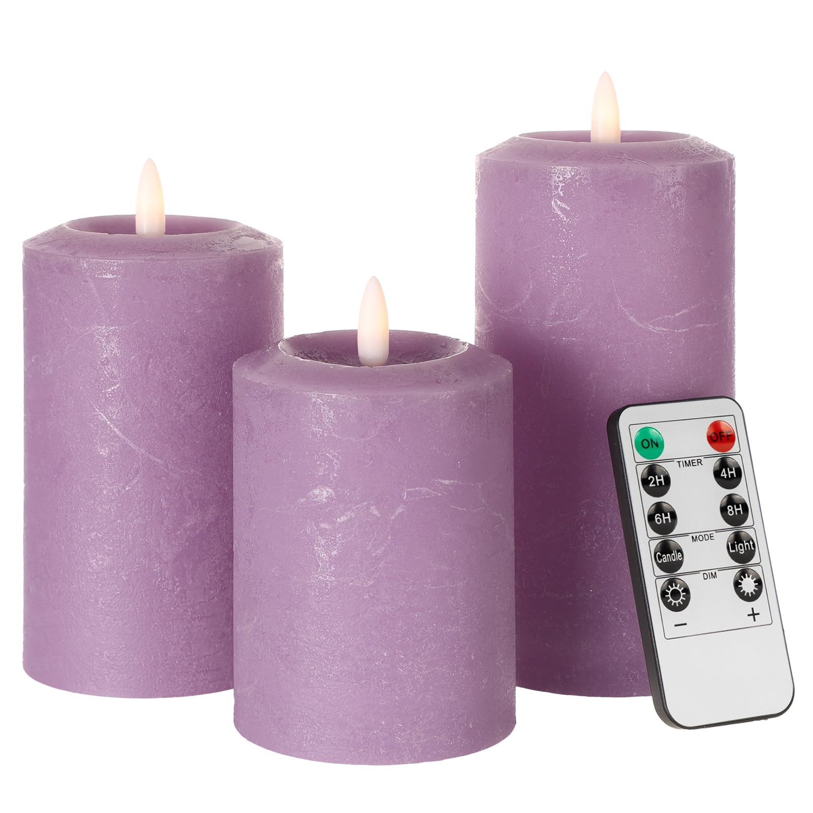 Angelloong Real Wax Led Candles Flickering, Flameless Battery Operated Candle With Remote, Pillar Electric Timer Candles For Hom