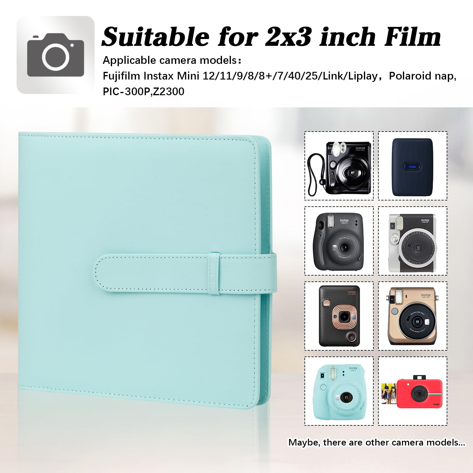 360 Pockets Photo Album For Fujifilm Instax Mini 12 11 9 99 8 40 Evo Instant Camera, For Polaroid Snap/Pic 300/Z2300/ Socialmati