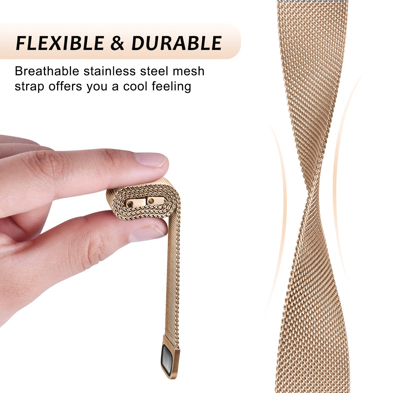 Yiled Metal Watch Bands 20Mm 22Mm Quick Release Watch Strap, Stainless Steel Mesh Replacement Strap For Men Women (22Mm, Rose Go