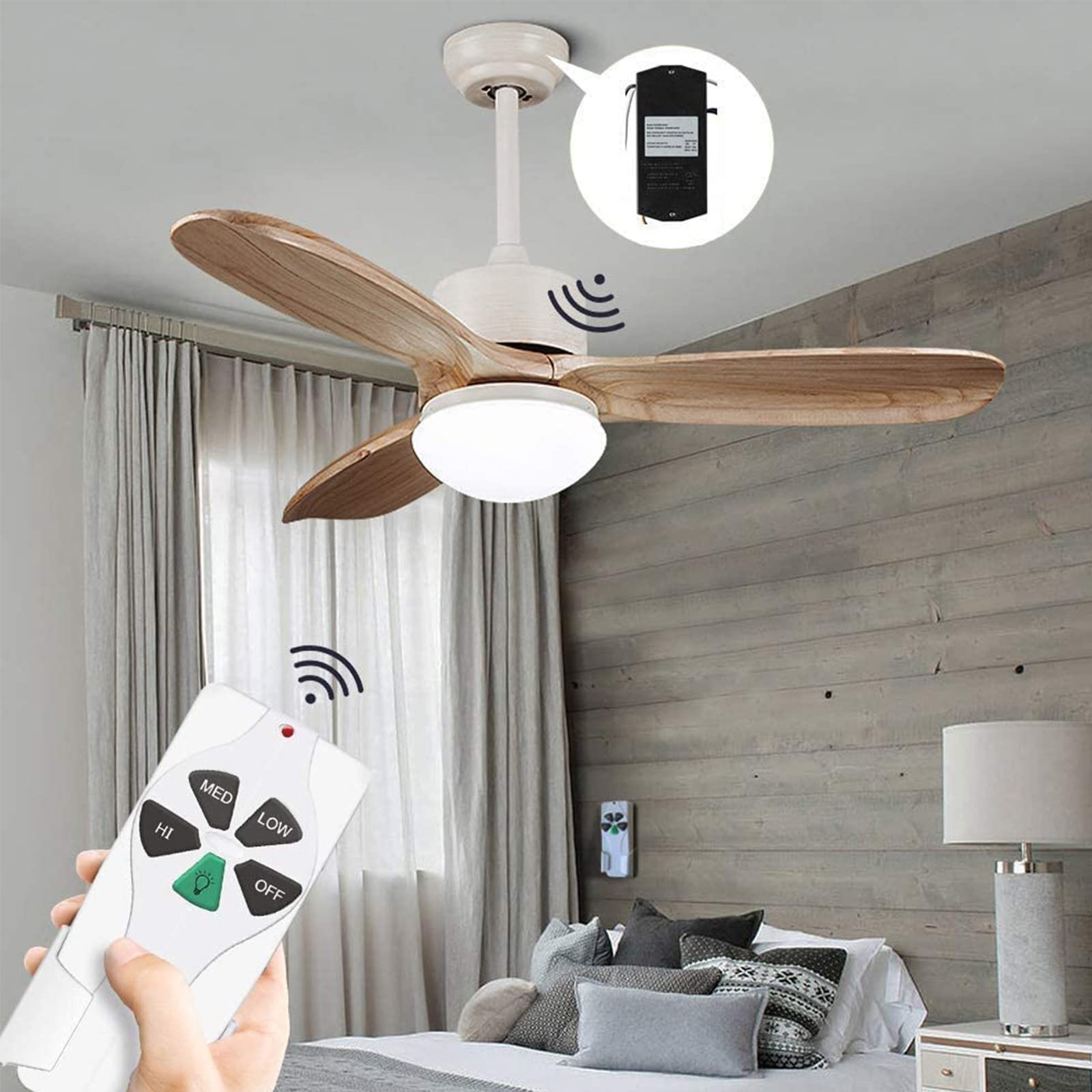 Universal Ceiling Fan Remote Control Kit With Dimmer For 3 Speed Ac Ceiling Fan Replacement For Hampton Bay Hunter Kujce9103 Fan