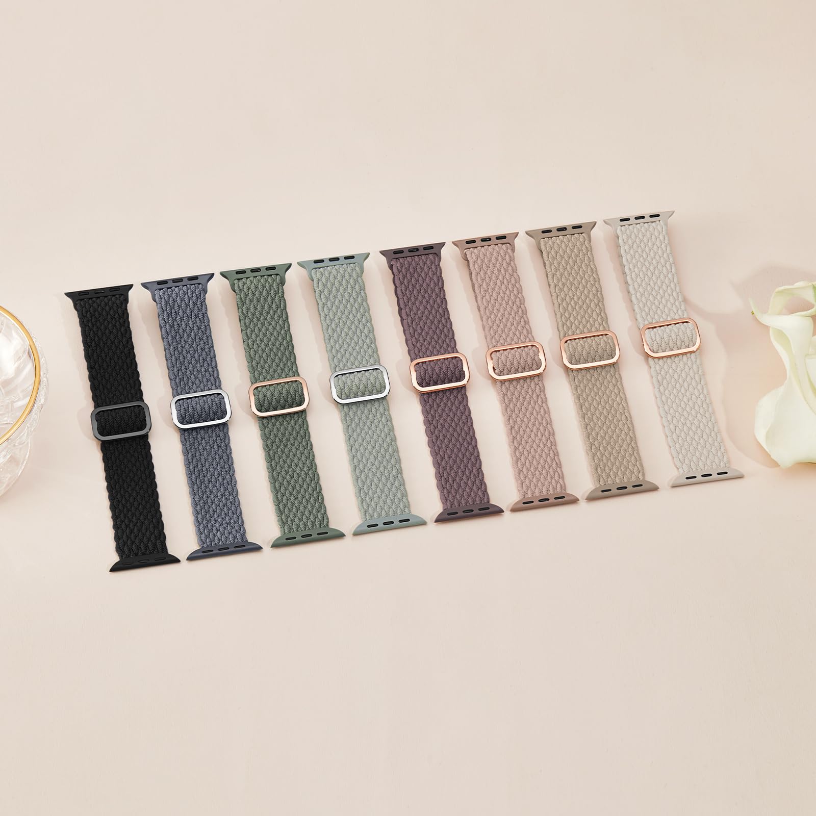 Braided Solo Loop Compatible With Apple Watch Band 42Mm 44Mm 45Mm 49Mm Women Men, Adjustable Stretchy Bands Elastic Sport Wristb