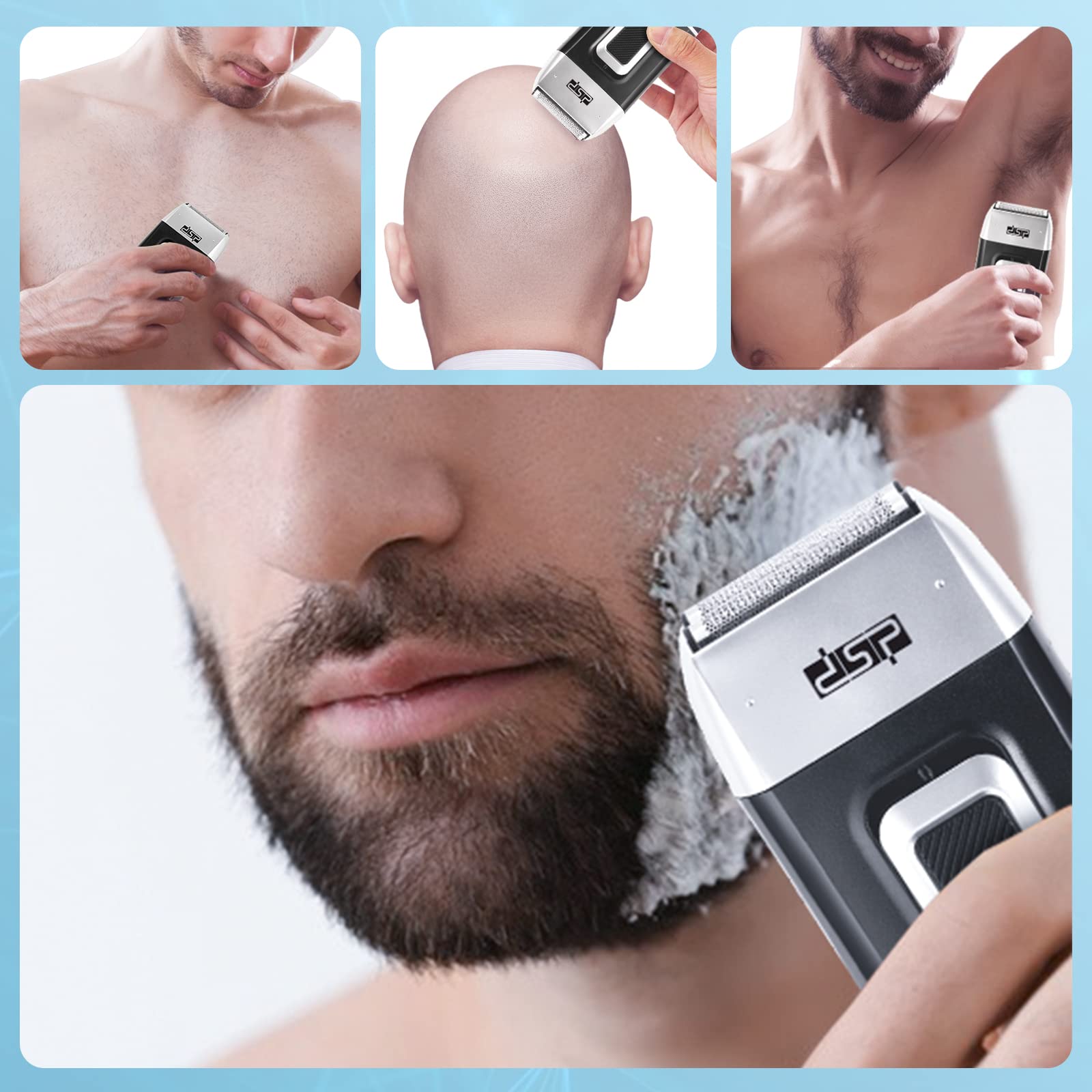 Dsp Bald Head Shaver For Men Bald Shaver For Men Waterproof Razor For Shaving Electric Cordless Rechargeable Black