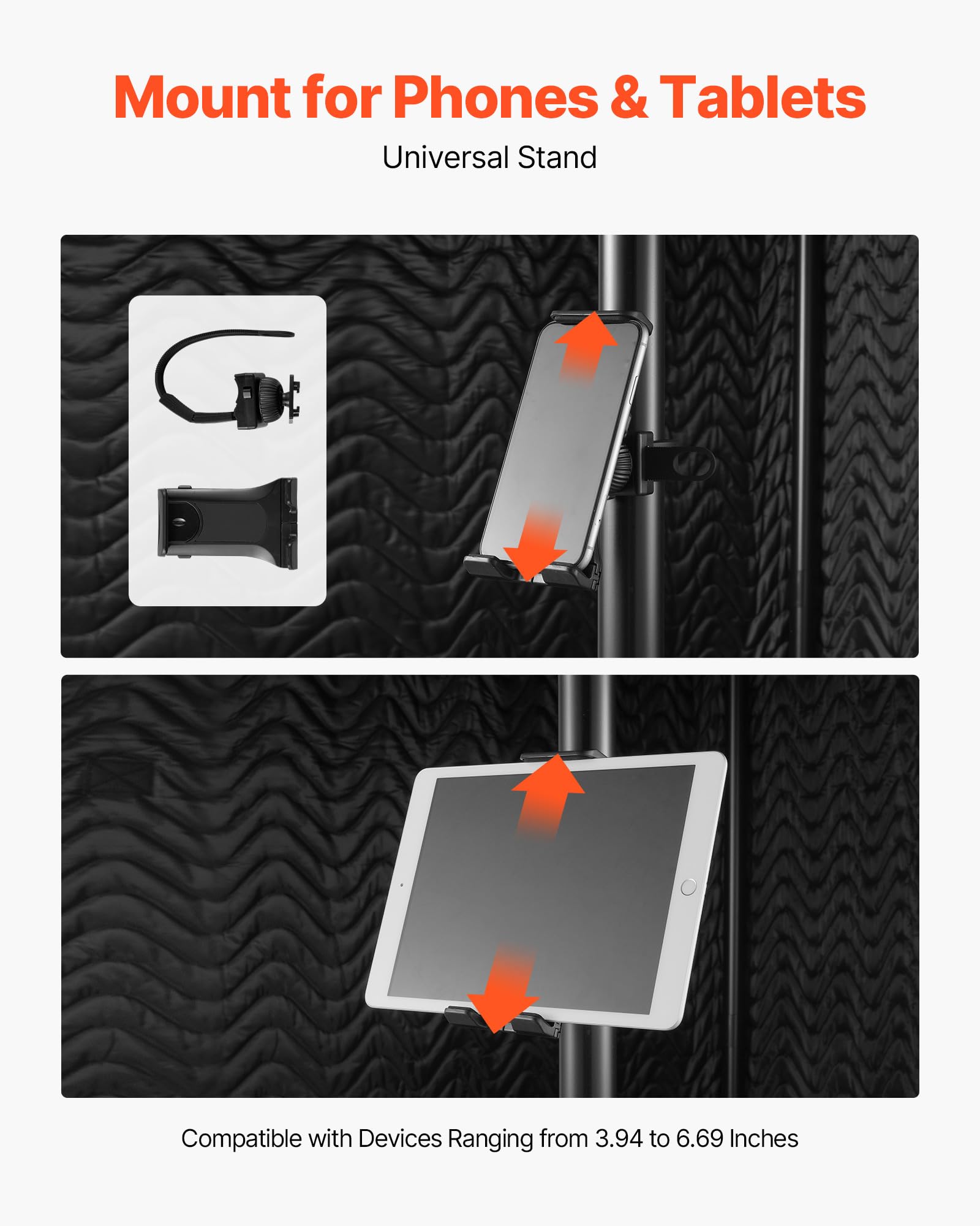 Vevor Portable Vocal Booth, 6.56 Ft Height, Portable Recording Studio With Travel Bag, Mobile Tablet Stand, Thickened Soundproof