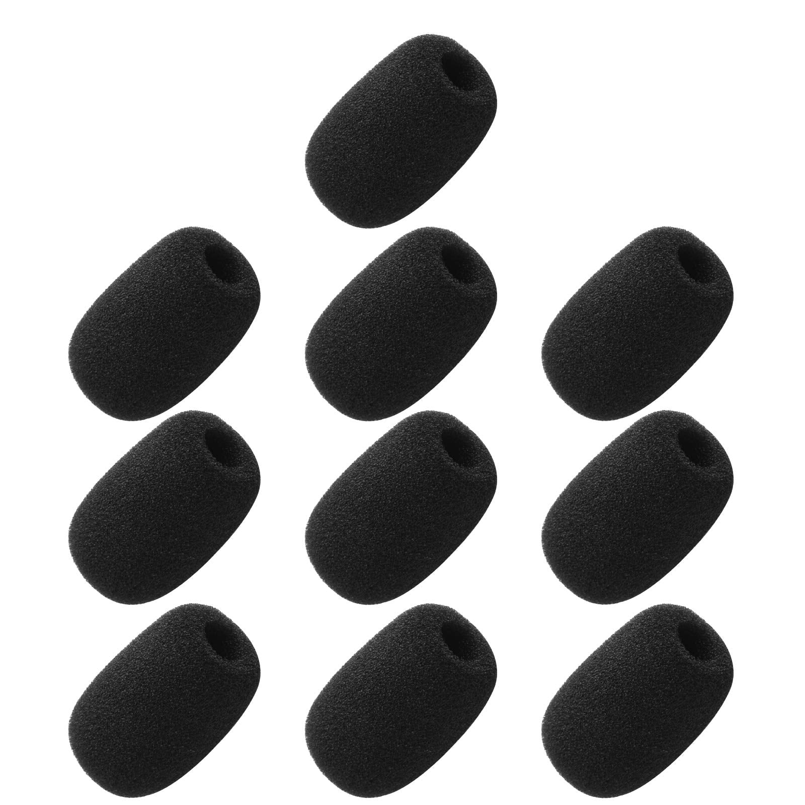 10 Piece Black L30Mm X D8Mm Mini Microphone Headset Windscreen Foam Mic Cover