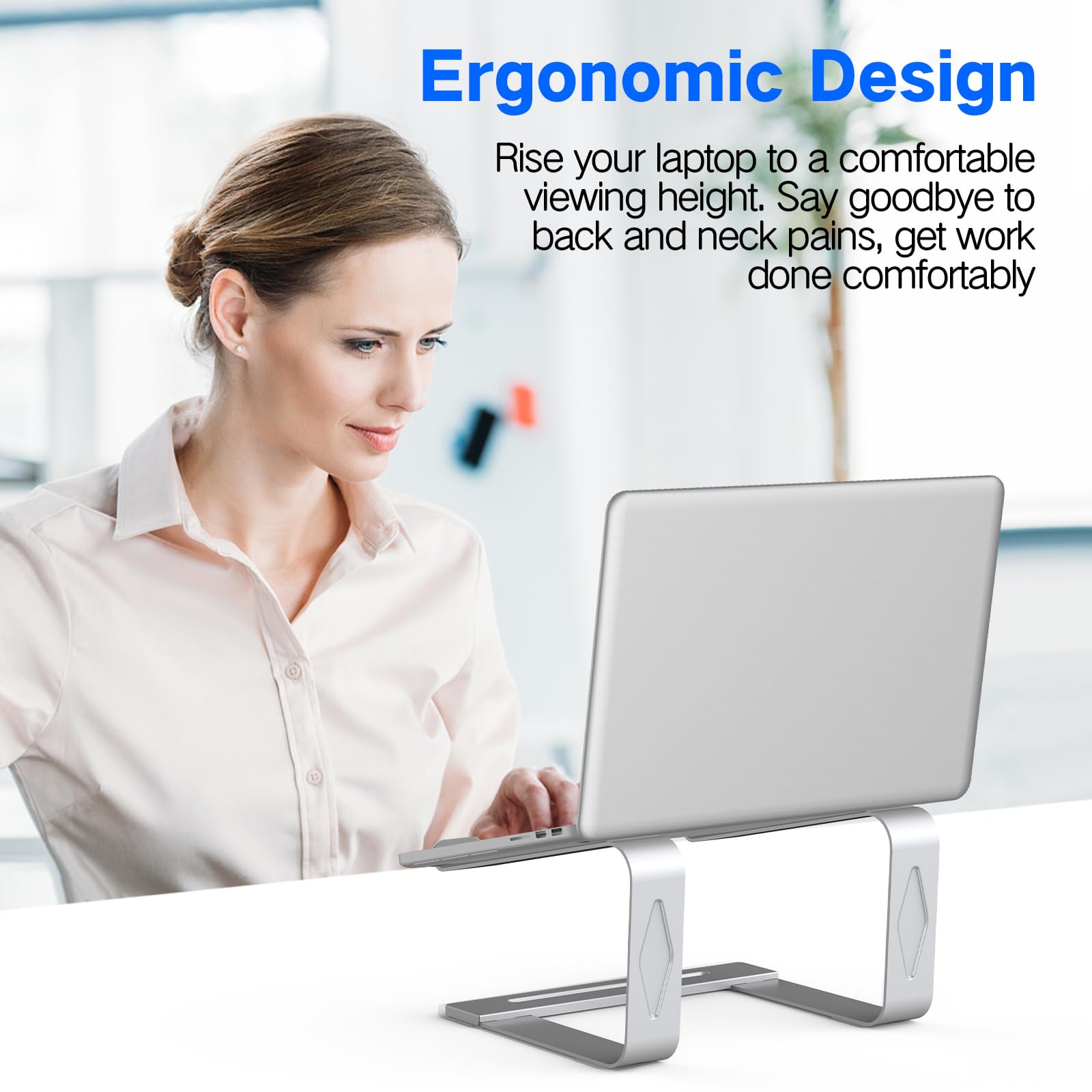 Tonmom Laptop Stand For Desk, Metal Laptop Riser Holder, Removable Notebook Stand Ventilated Cooling Computer Stand Compatible W