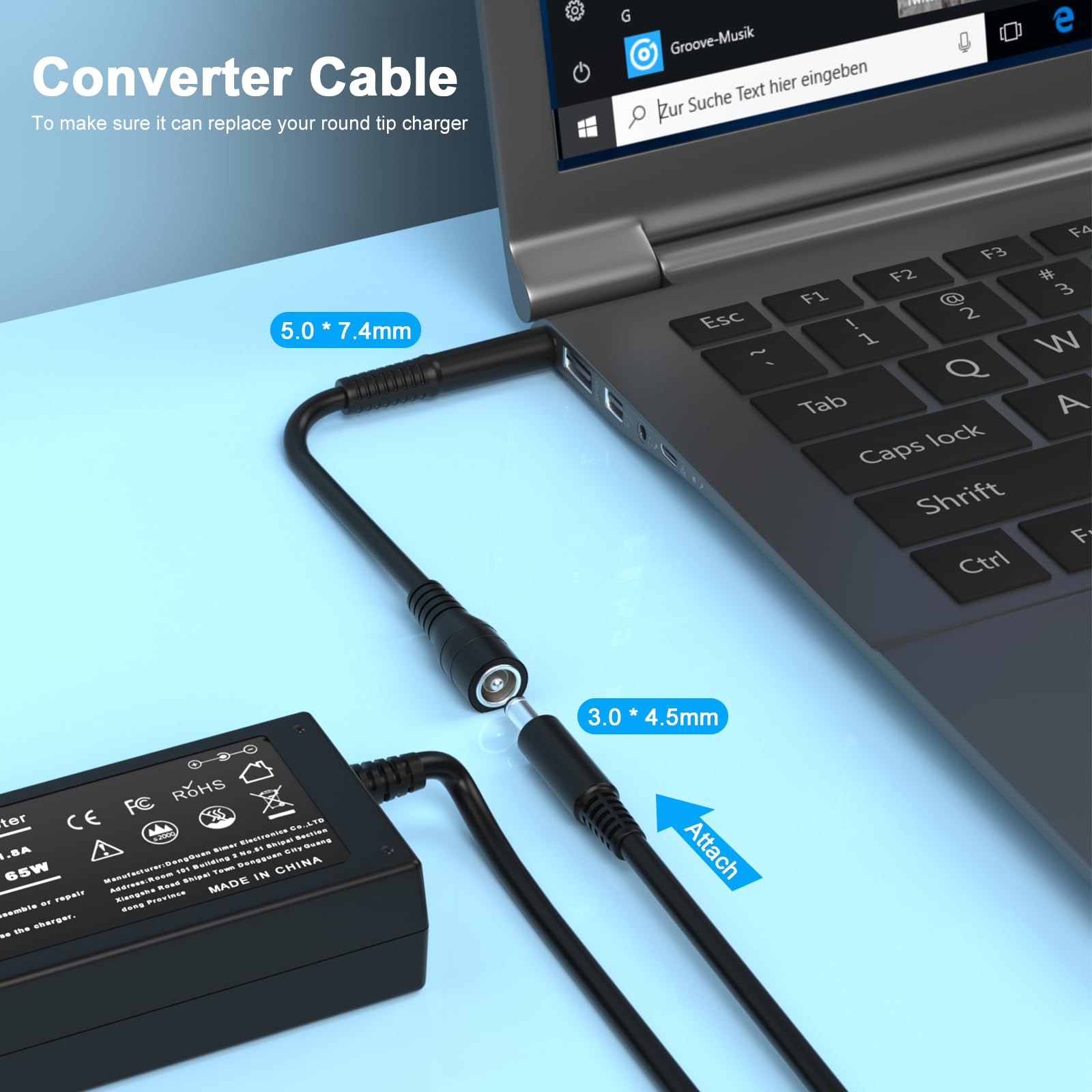 65W Laptop Charger For Dell Latitude 13 3301 3310 3390 14 3400 3410 3420 3490 15 3500 3510 3520 3590 Vostro 13 5301 5390 14 5401