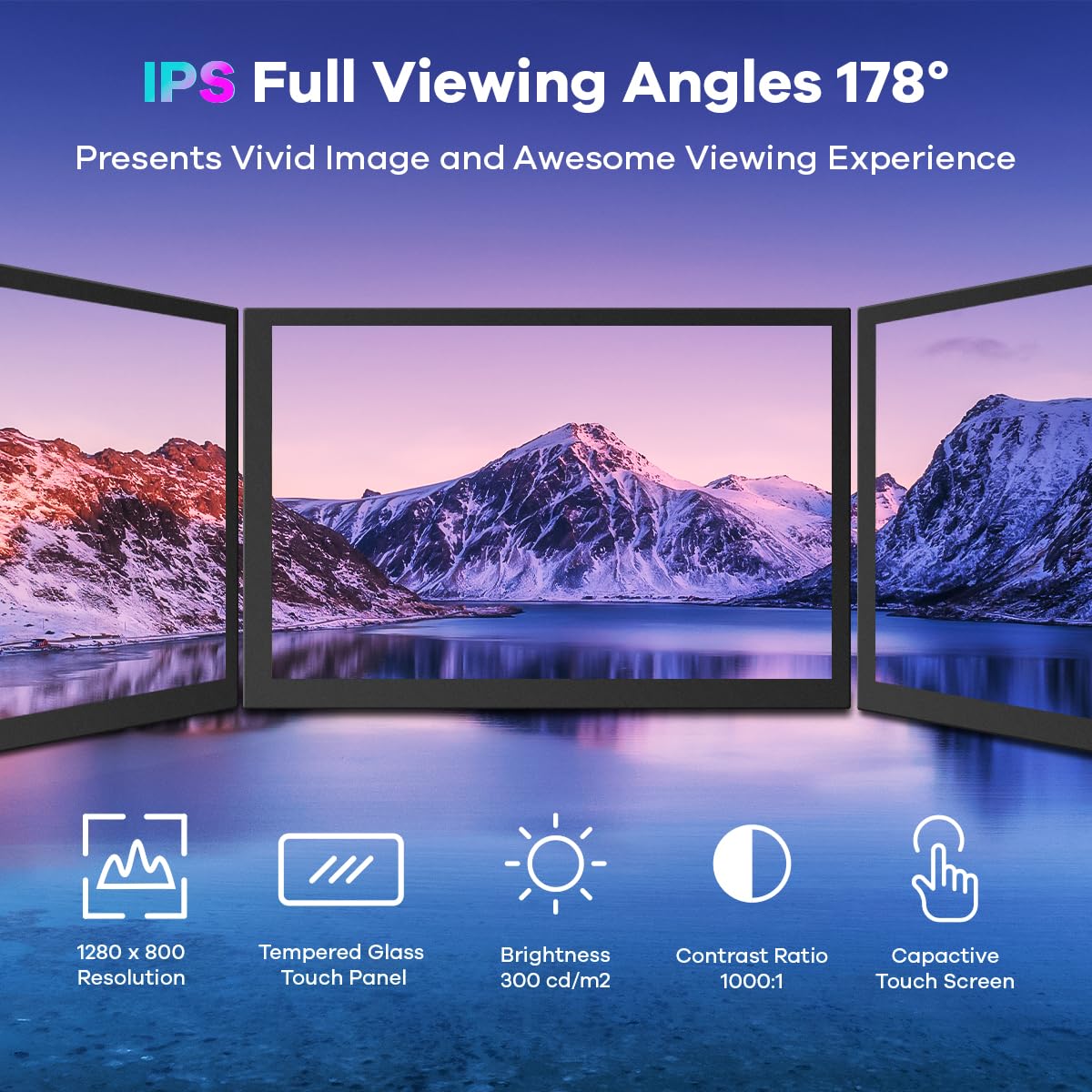 Hosyond 10.1'' Ips Lcd Capacitive Touchscreen Monitor Hdmi Display 1280X800 For Raspberry Pi 5/4/3B+ Xbox Ps4 Windows 7/8/10