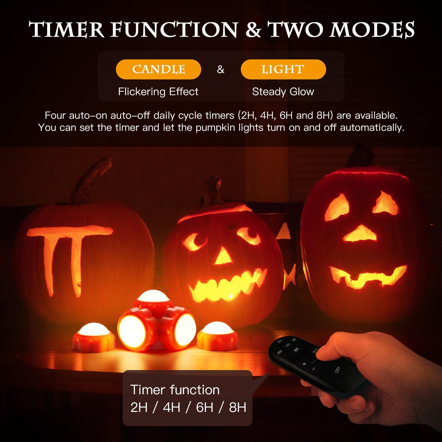 Kzcuvnv Halloween Pumpkin Lights, Led Pumpkin Lights With Remote And Timer,Jack O Lantern Light For Halloween Decor,Battery Oper