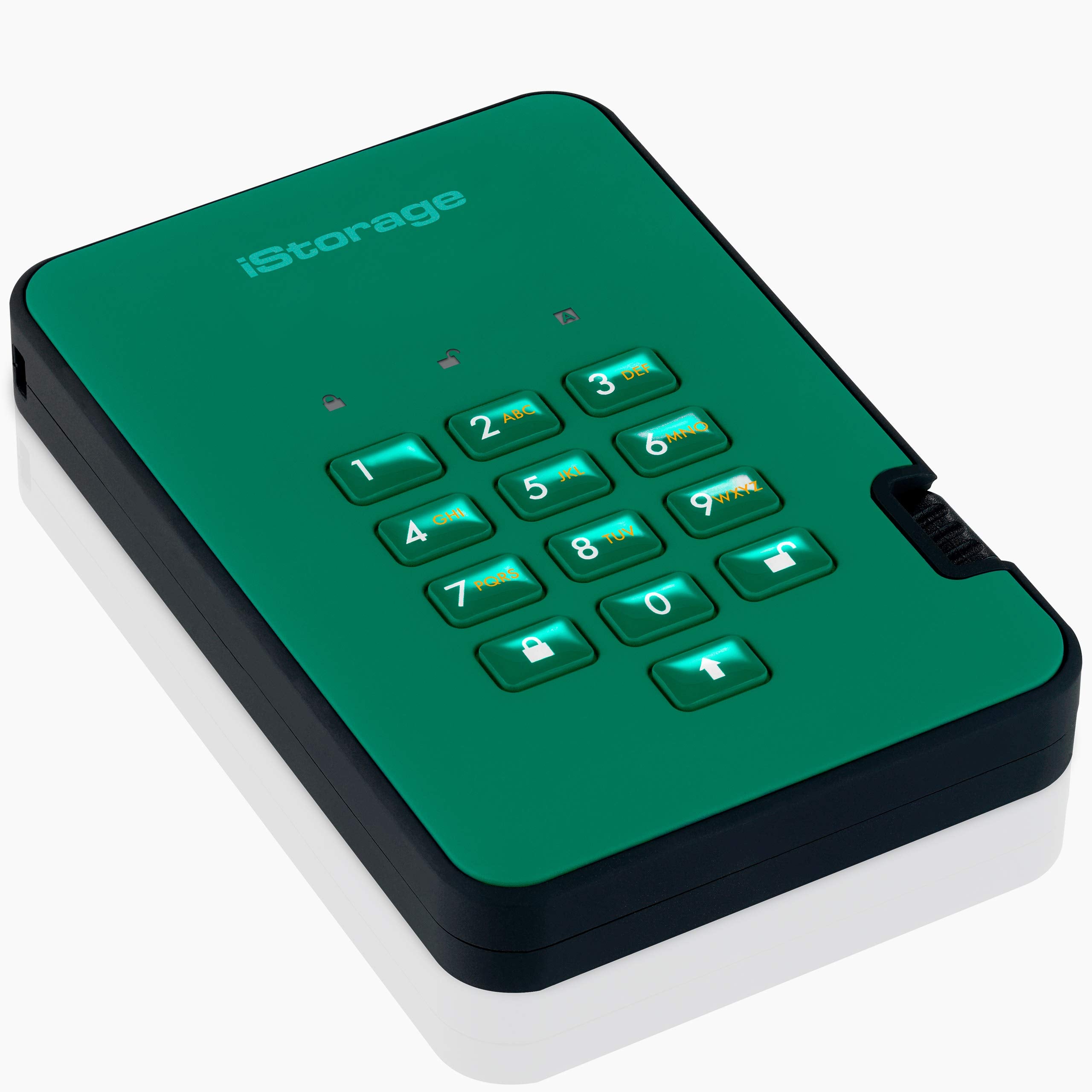 Istorage Diskashur2 Hdd 1Tb Green | Secure Portable Hard Drive | Password Protected | Dust & Water Resistant | Hardware Encrypti