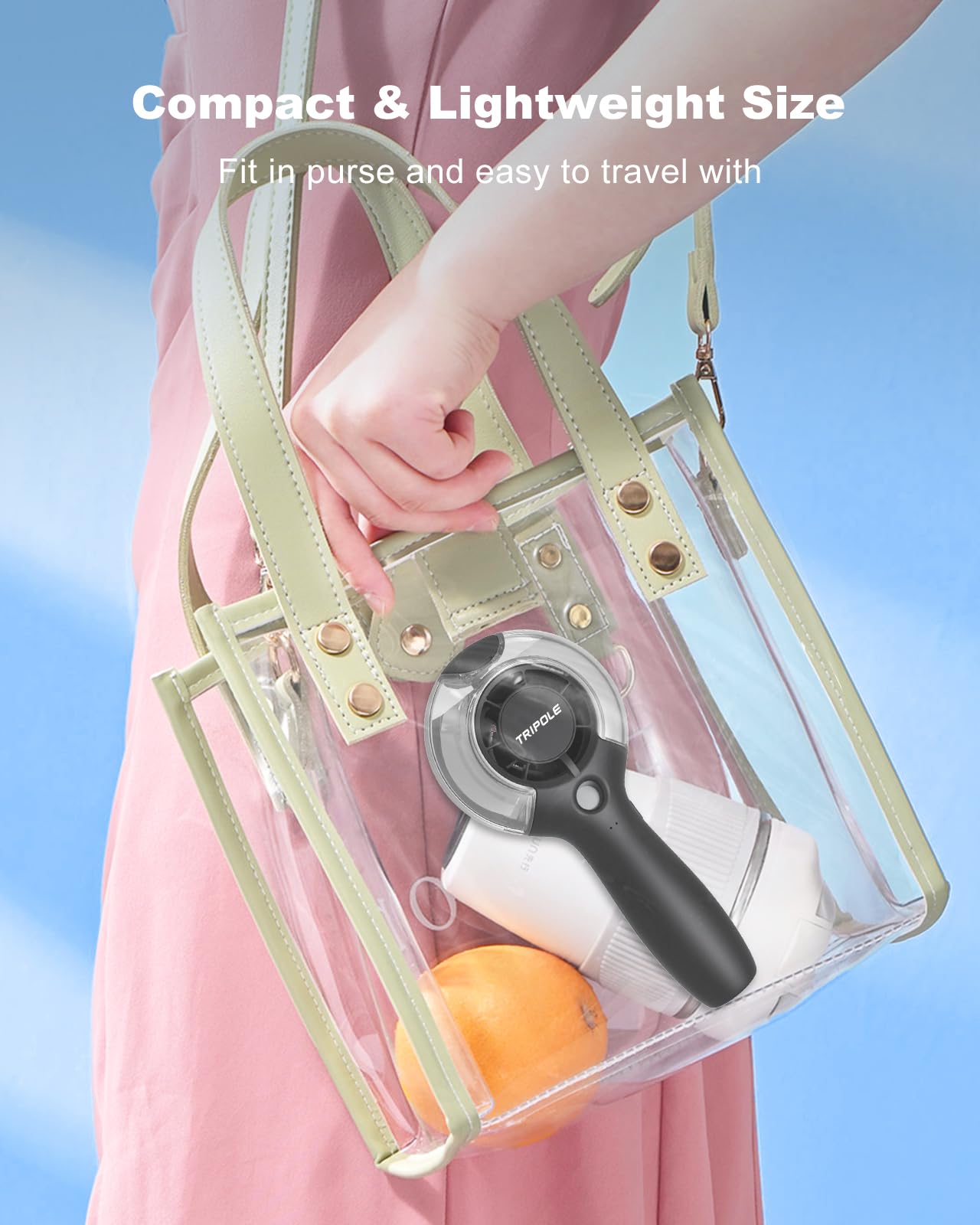 Tripole Misting Fan Portable Handheld Fan With Mist, 4000Mah Rechargeable Personal Mister Fan With 40Ml Water Tank, High Speed A