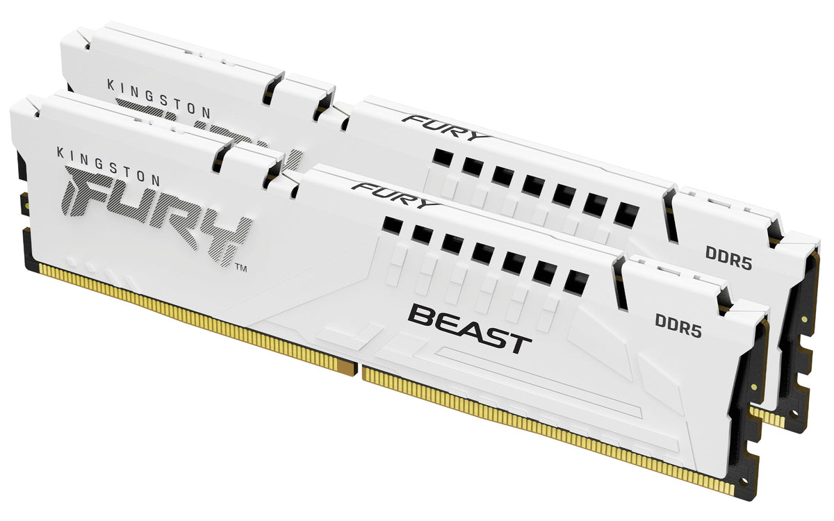 Kingston Fury Beast White 32Gb 6000Mt/S Ddr5 Cl36 Dimm (2X16Gb) Desktop Gaming Memory Kit Of 2   Kf560C36Bwe2K2 32