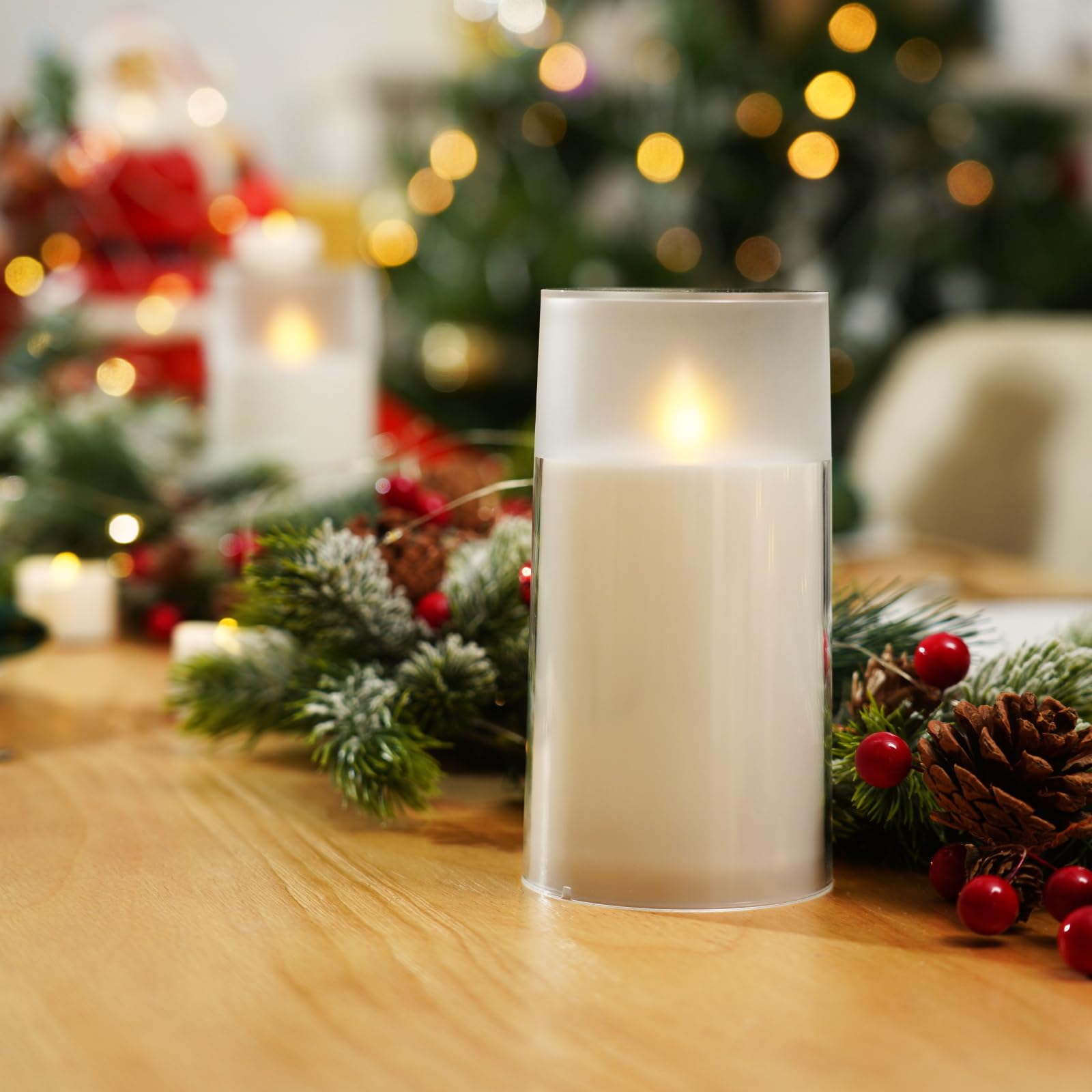 Homemory Realistic Flameless Candles With Flickering Flame, Led Candles, Battery Operated Candles With Remote And Timers, Froste