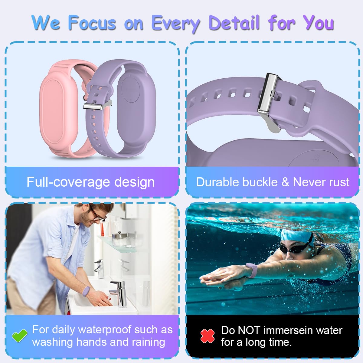 [2Pack] Biqire Bracelet Compatible For Samsung Galaxy Smarttag 2 (2023), Soft Silicone Wristband Smart Tag 2 Holder Kids Hidden