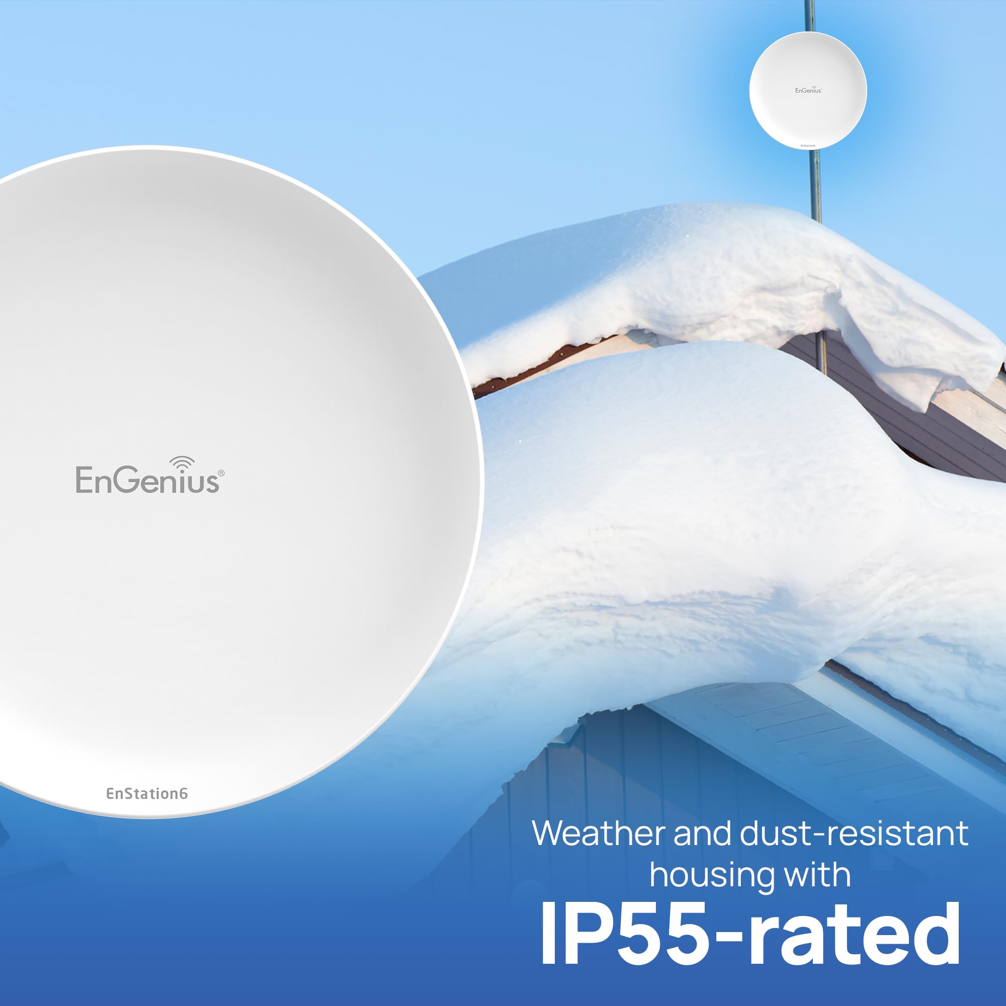 Engenius Wi Fi 6 (802.11Ax) 5Ghz 1,200 Mbps, 2X2 Outdoor Wireless Bridge, 26 Dbm, High Gain 19 Dbi Directional Antenna, Ip 55 Ho