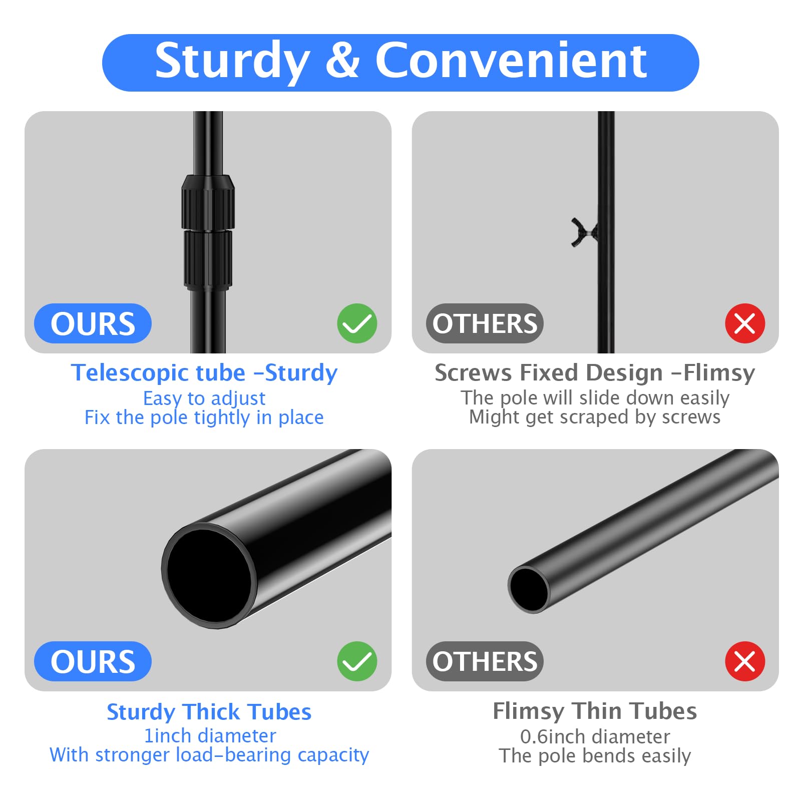 Emart 70''Tall Adjustable Over The Table Rod Stand, 50 94'' Length, Balloon Flower Arch Stand For Birthday, Wedding, Party, Anni