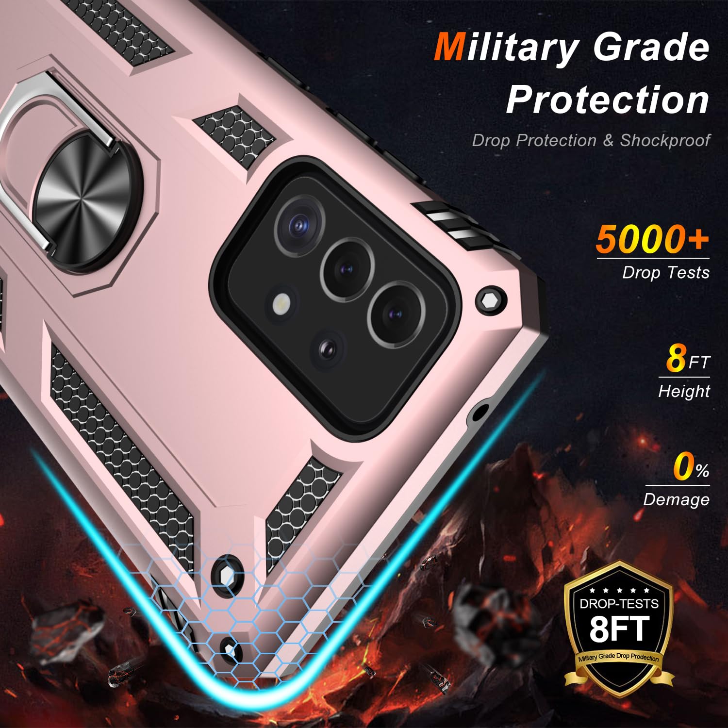 Lumarke For Galaxy A53 Case With Screen Protector,Pass 16Ft. Drop Tested Military Grade Protective Phone Cover With Magnetic Rin